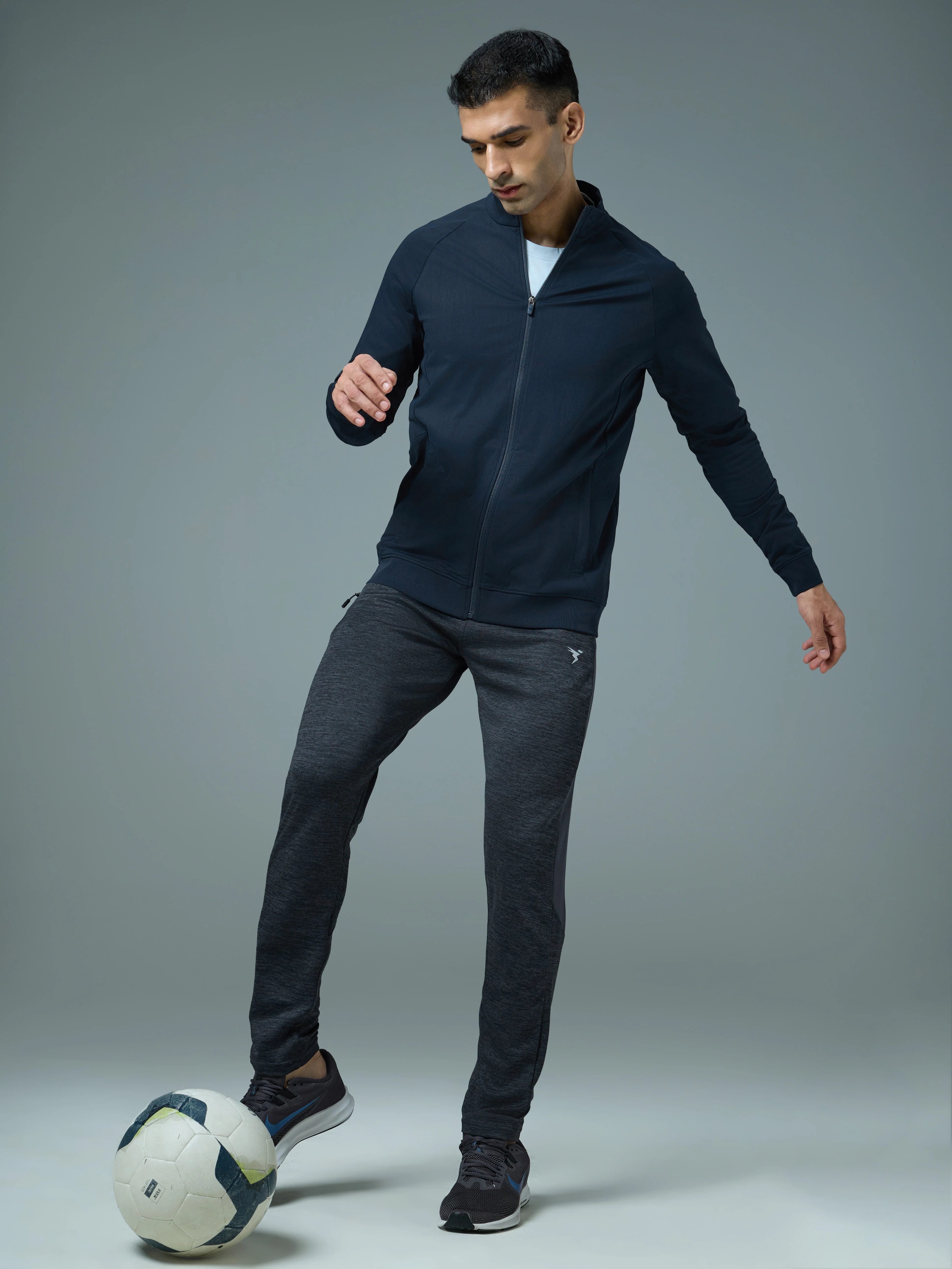 Men Solid Slim Fit Mock Neck Sports Jacket with DURACOOL+ - Image 5