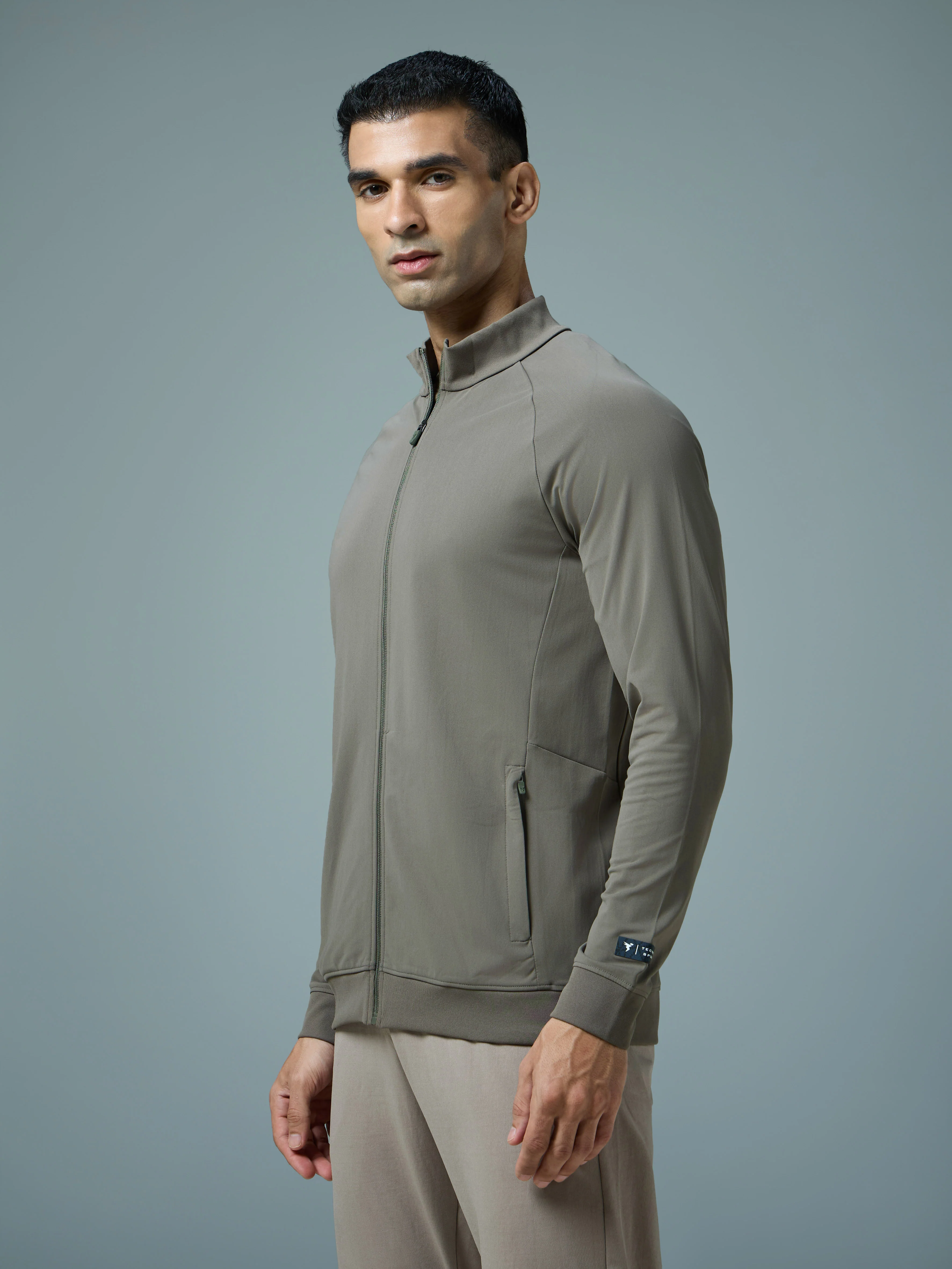 Men Solid Slim Fit Mock Neck Sports Jacket with DURACOOL+ - Image 4