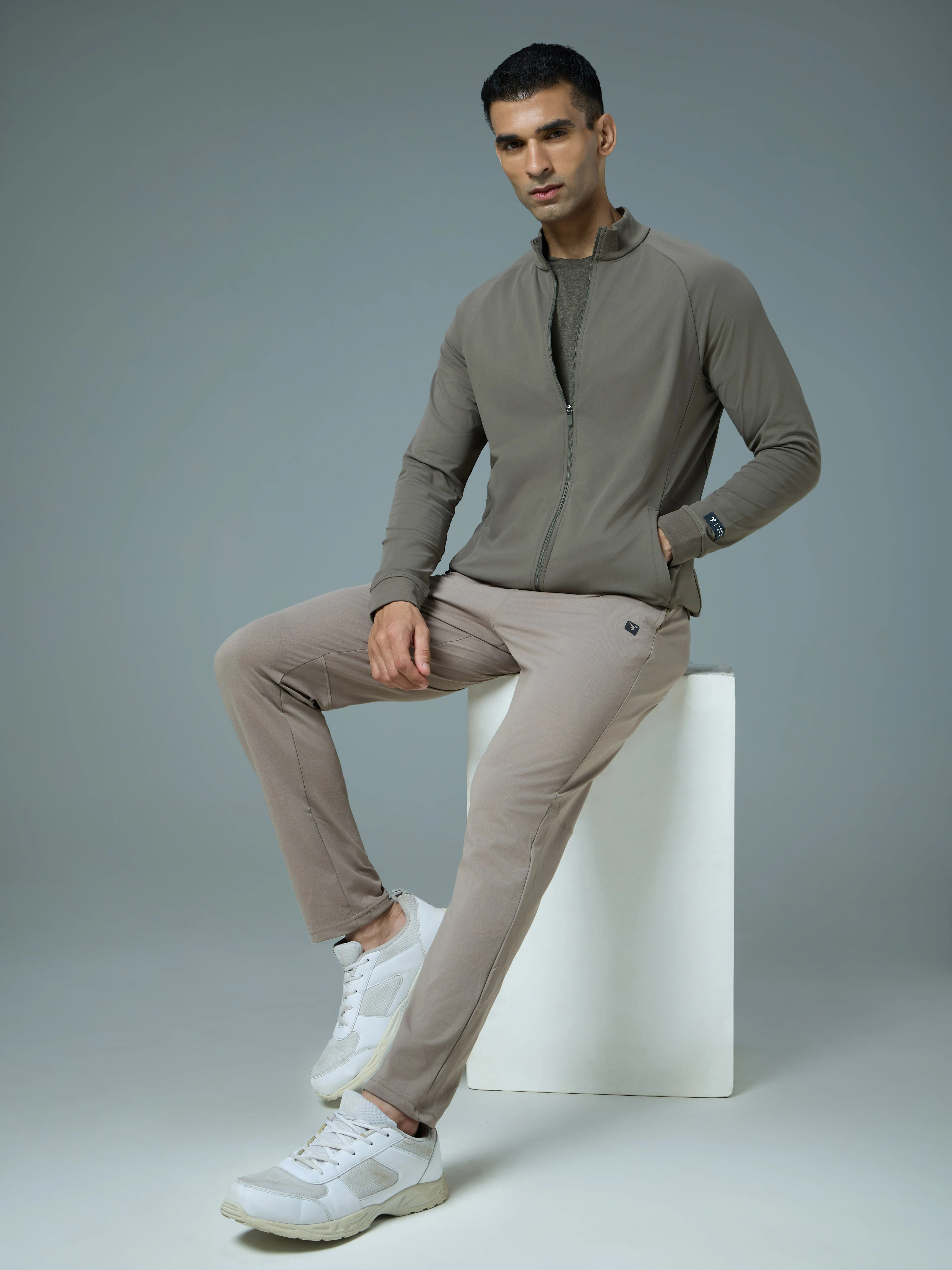 Men Solid Slim Fit Mock Neck Sports Jacket with DURACOOL+ - Image 5