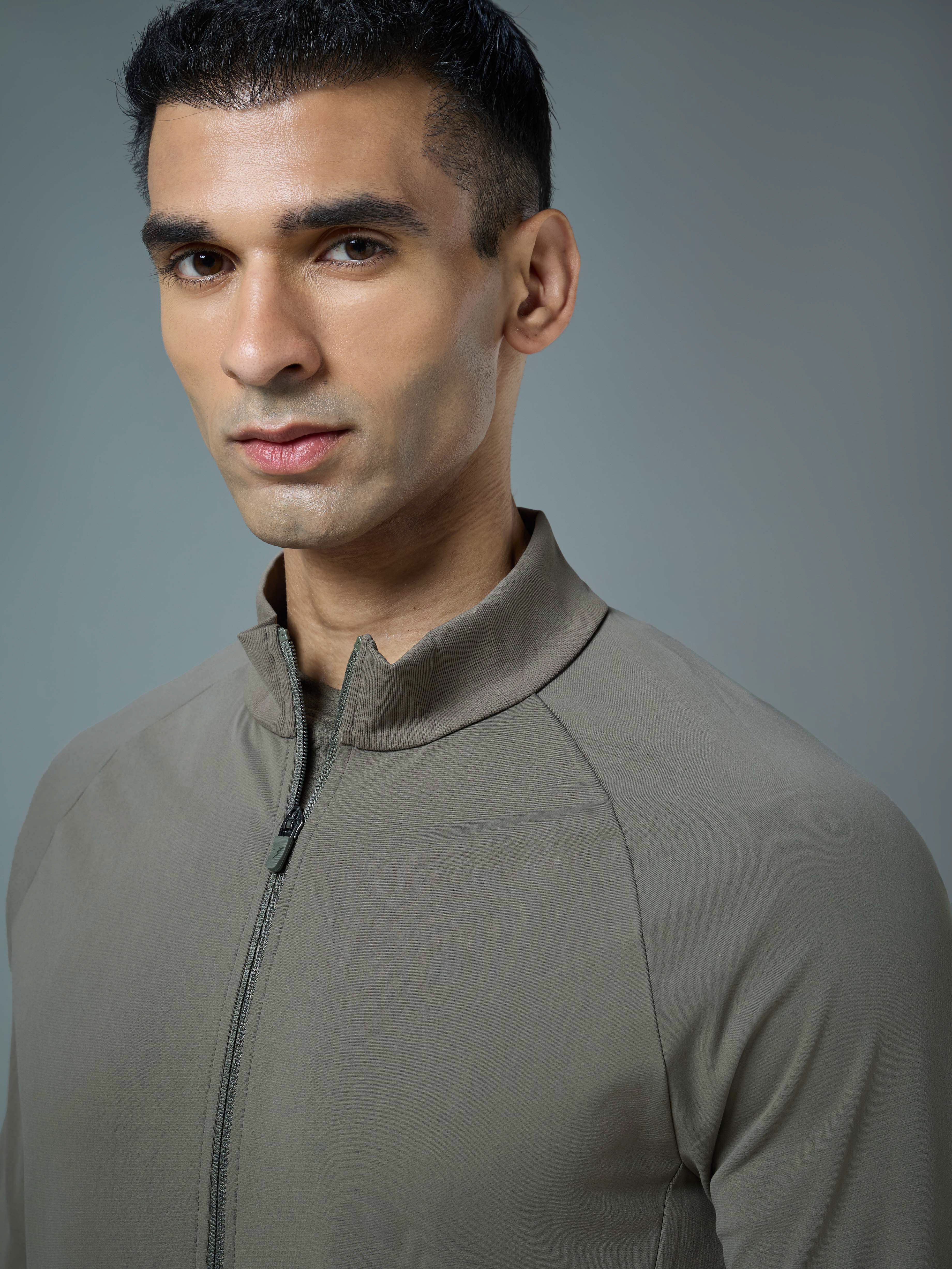 Men Solid Slim Fit Mock Neck Sports Jacket with DURACOOL+ - Image 6