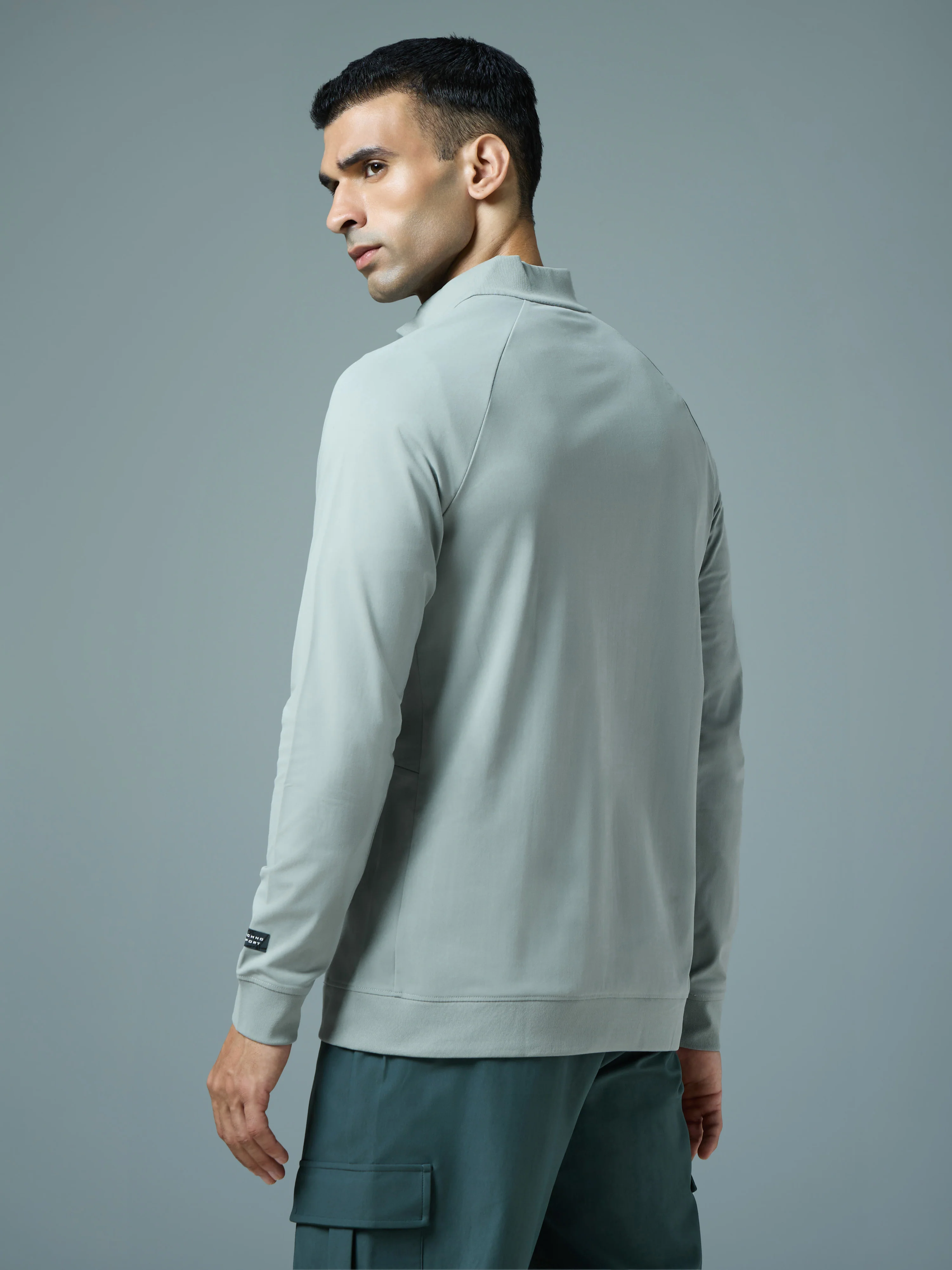 Men Solid Slim Fit Mock Neck Sports Jacket with DURACOOL+ - Image 3