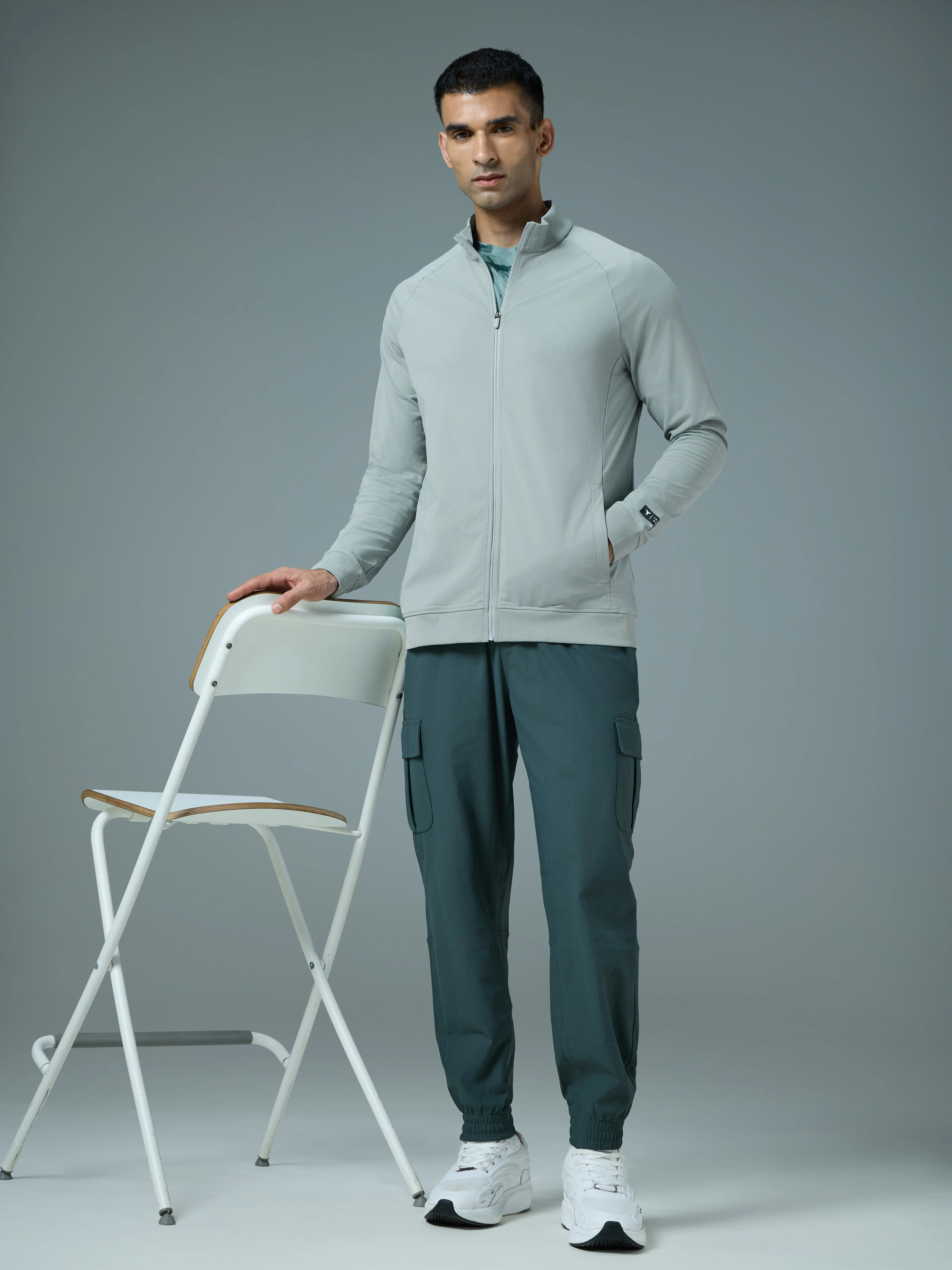 Men Solid Slim Fit Mock Neck Sports Jacket with DURACOOL+ - Image 5
