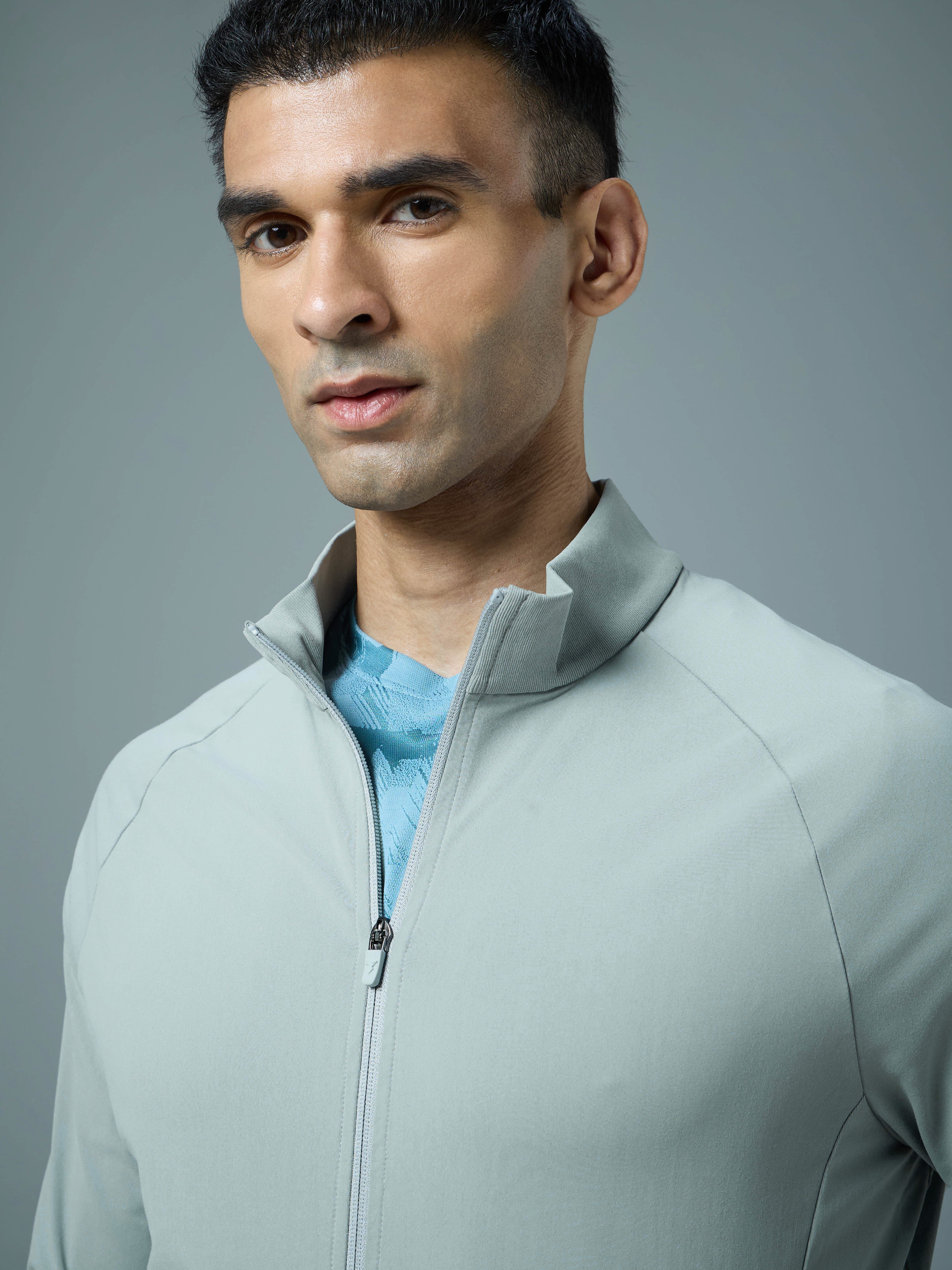Men Solid Slim Fit Mock Neck Sports Jacket with DURACOOL+ - Image 6