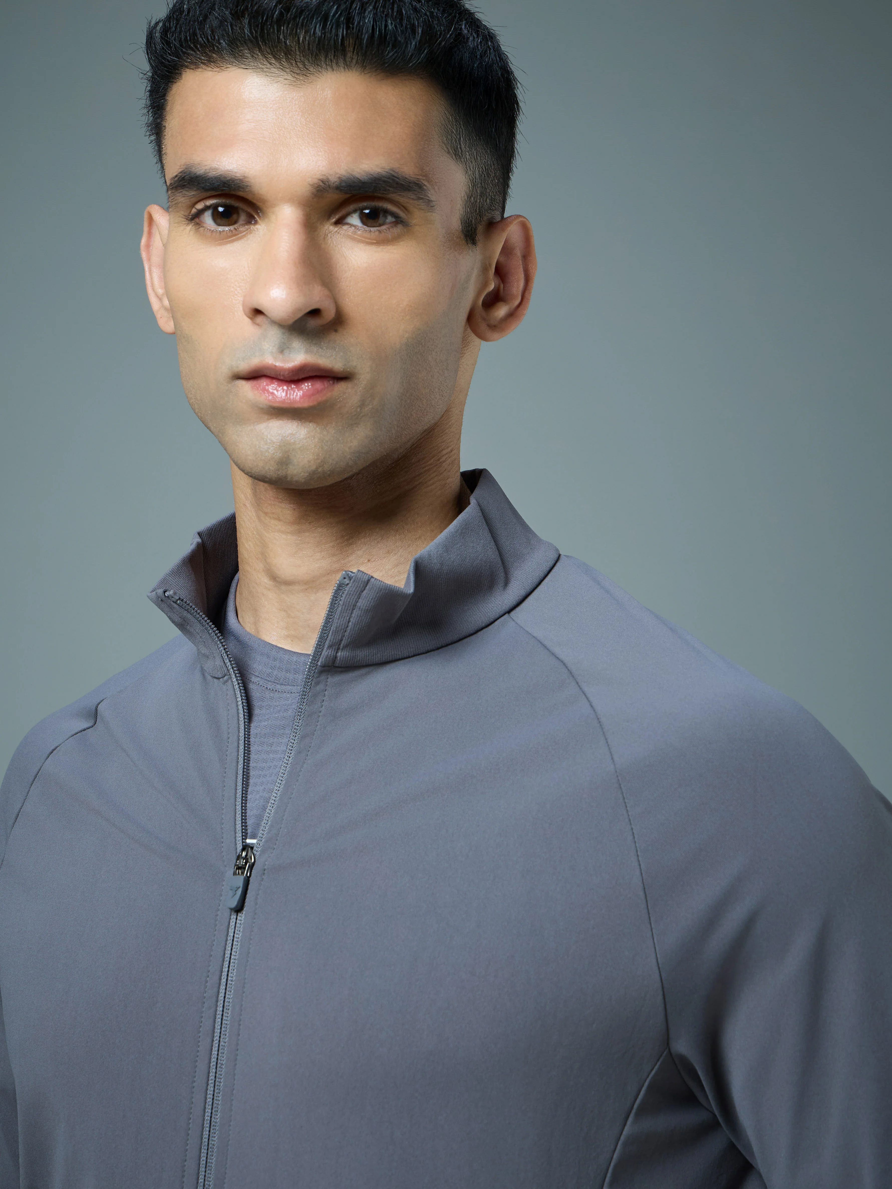 Men Solid Slim Fit Mock Neck Sports Jacket with DURACOOL+ - Image 6