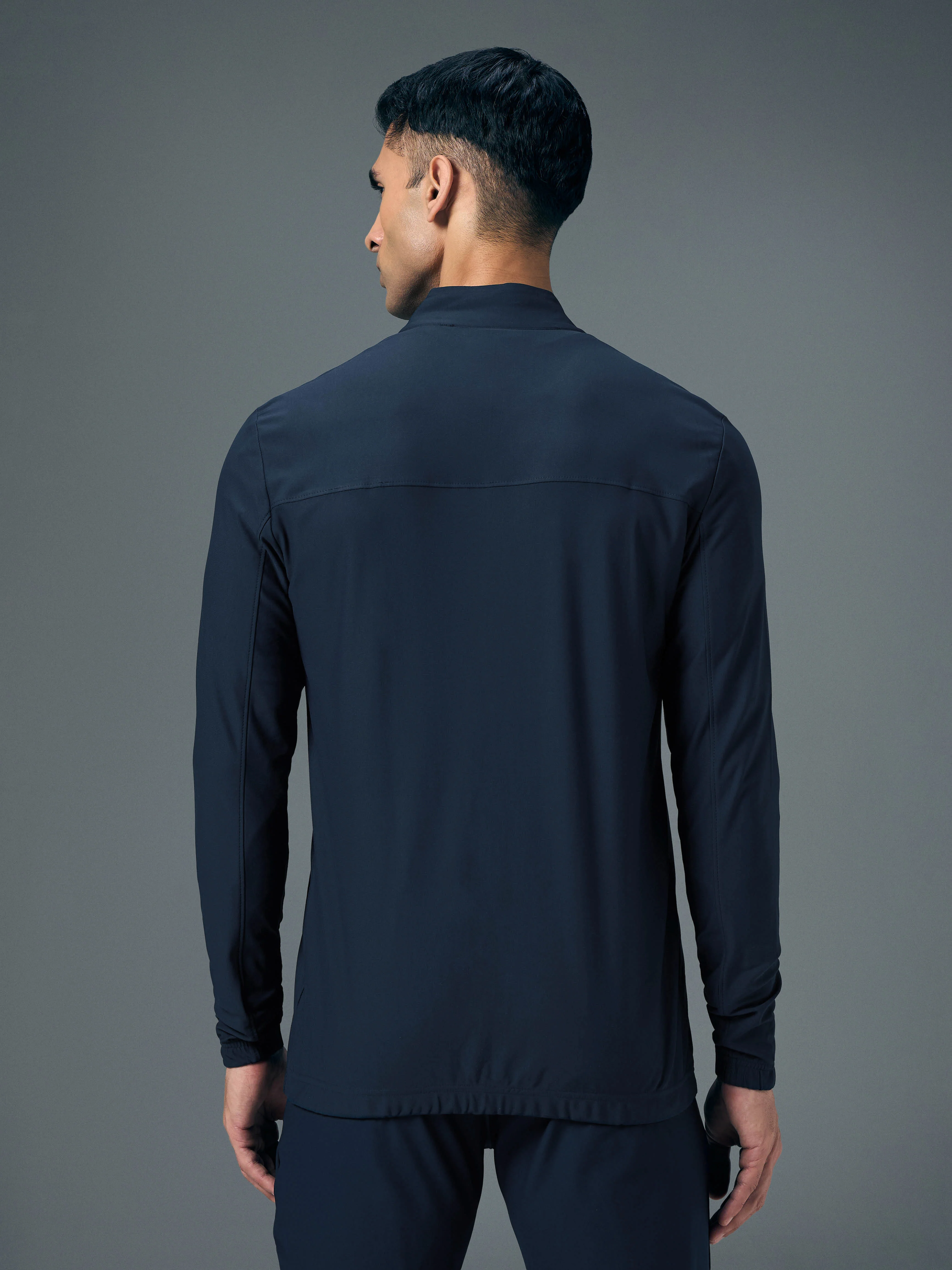 Men Solid Slim Fit Mock Neck Sports Jacket with DURACOOL+ - Image 3