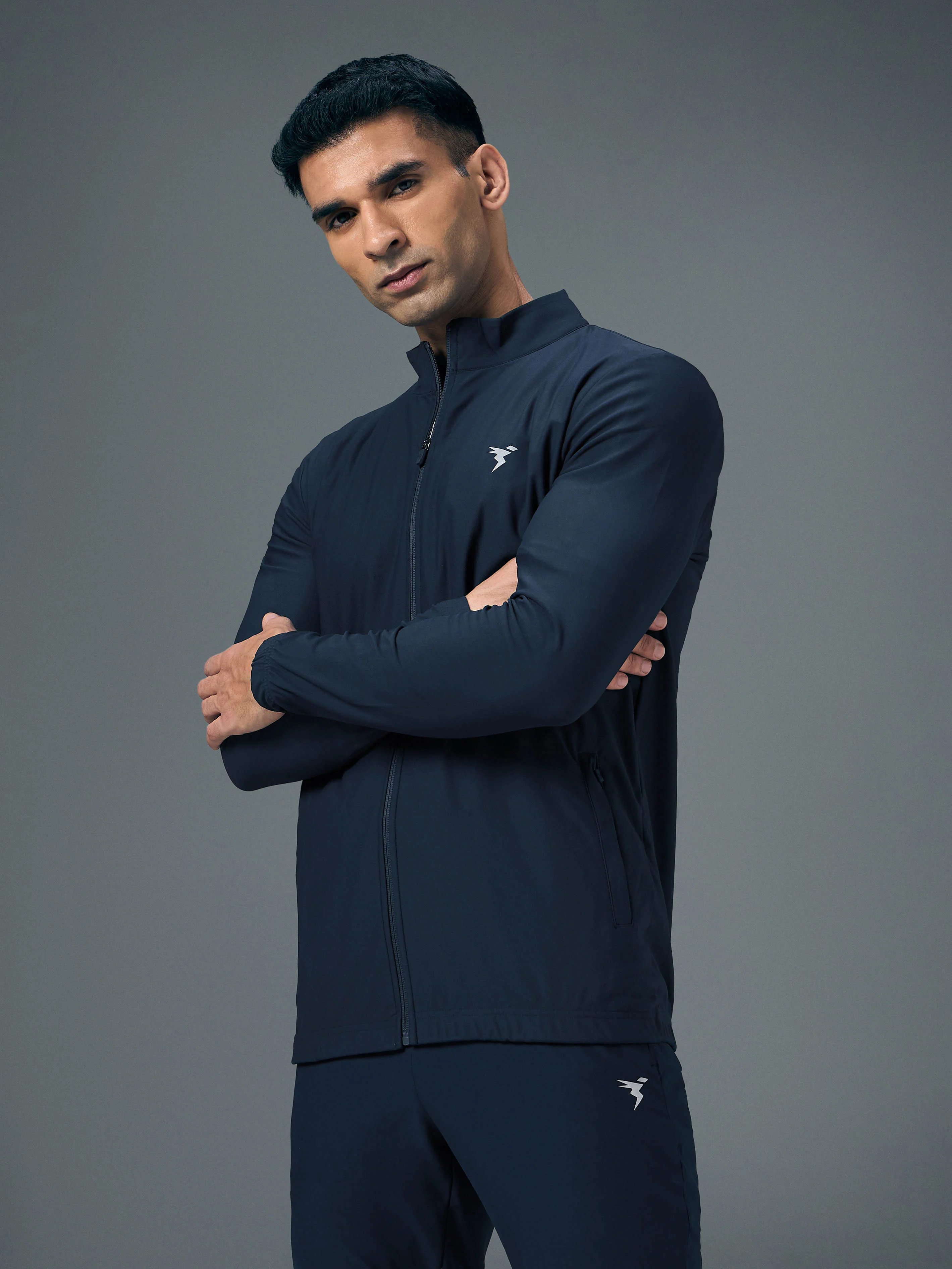 Men Solid Slim Fit Mock Neck Sports Jacket with DURACOOL+ - Image 4