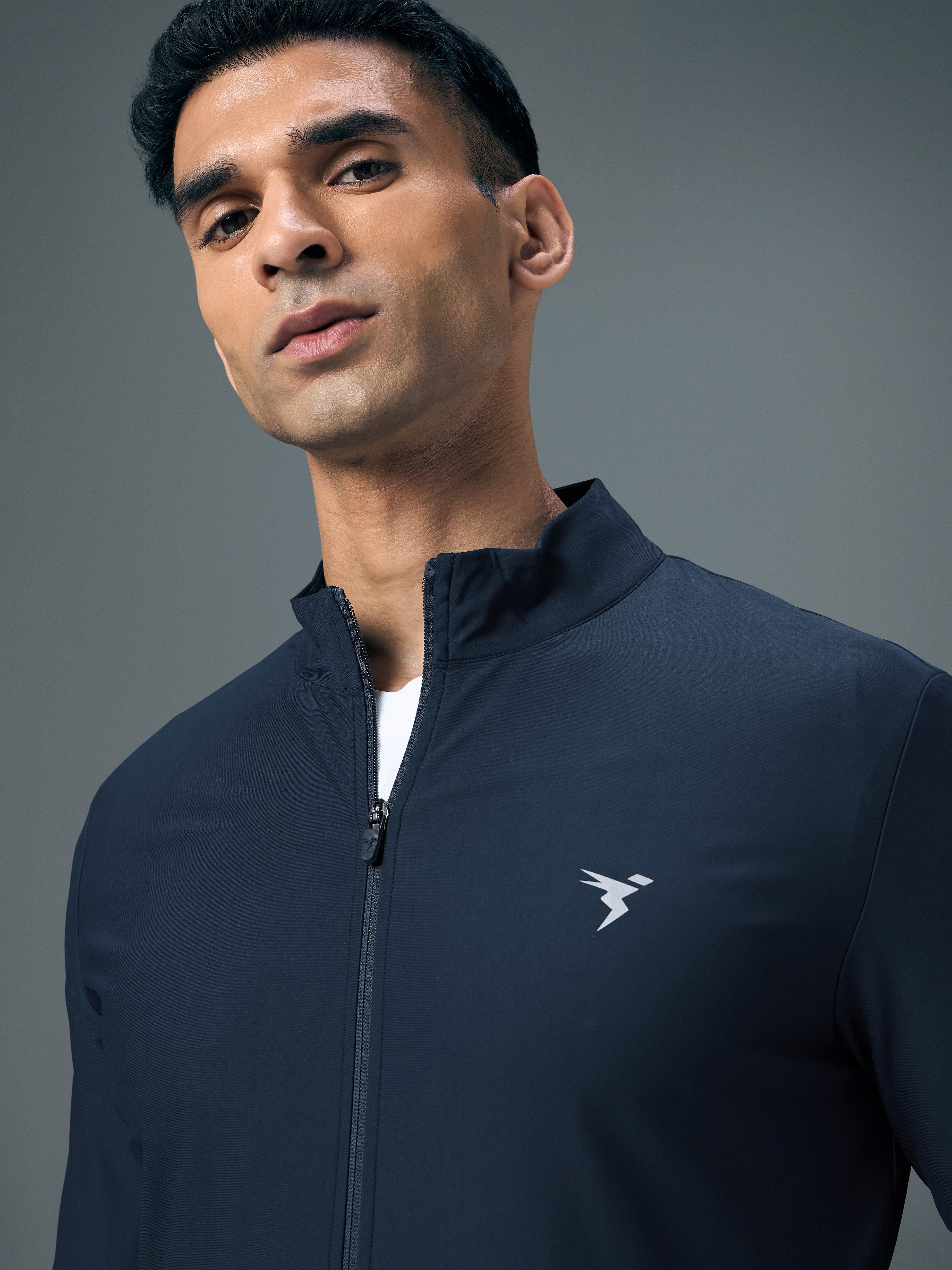 Men Solid Slim Fit Mock Neck Sports Jacket with DURACOOL+ - Image 6