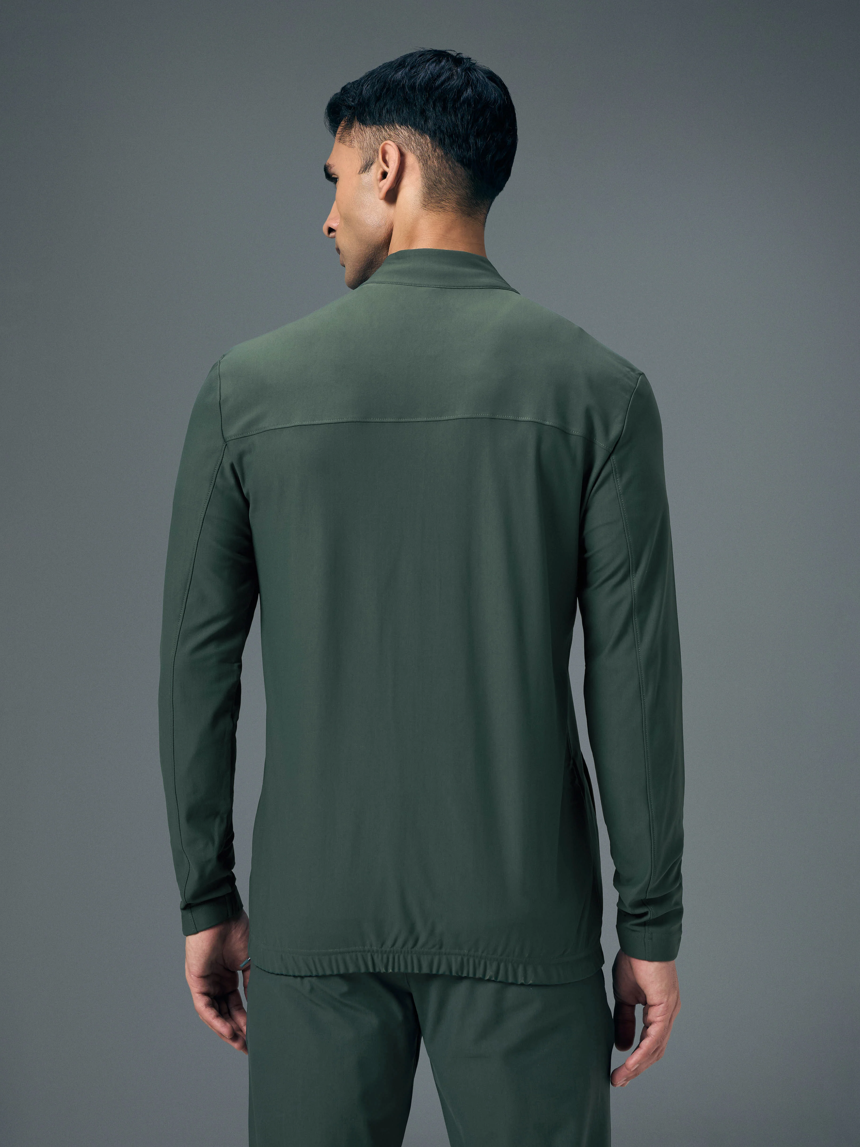 Men Solid Slim Fit Mock Neck Sports Jacket with DURACOOL+ - Image 2
