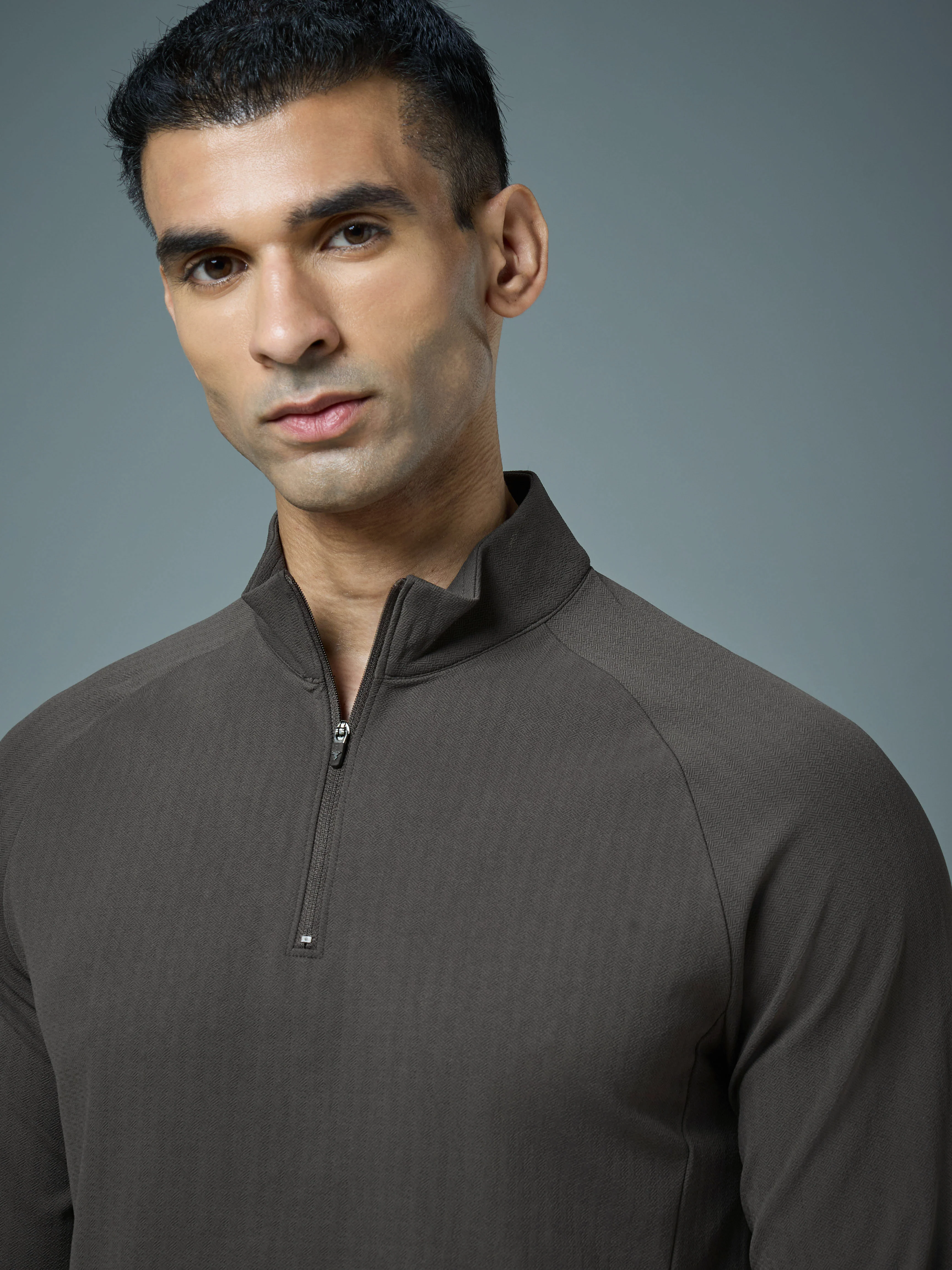 Men Solid Slim Fit Mock Neck Sports T-shirt with ELASTO PLUS - Image 6