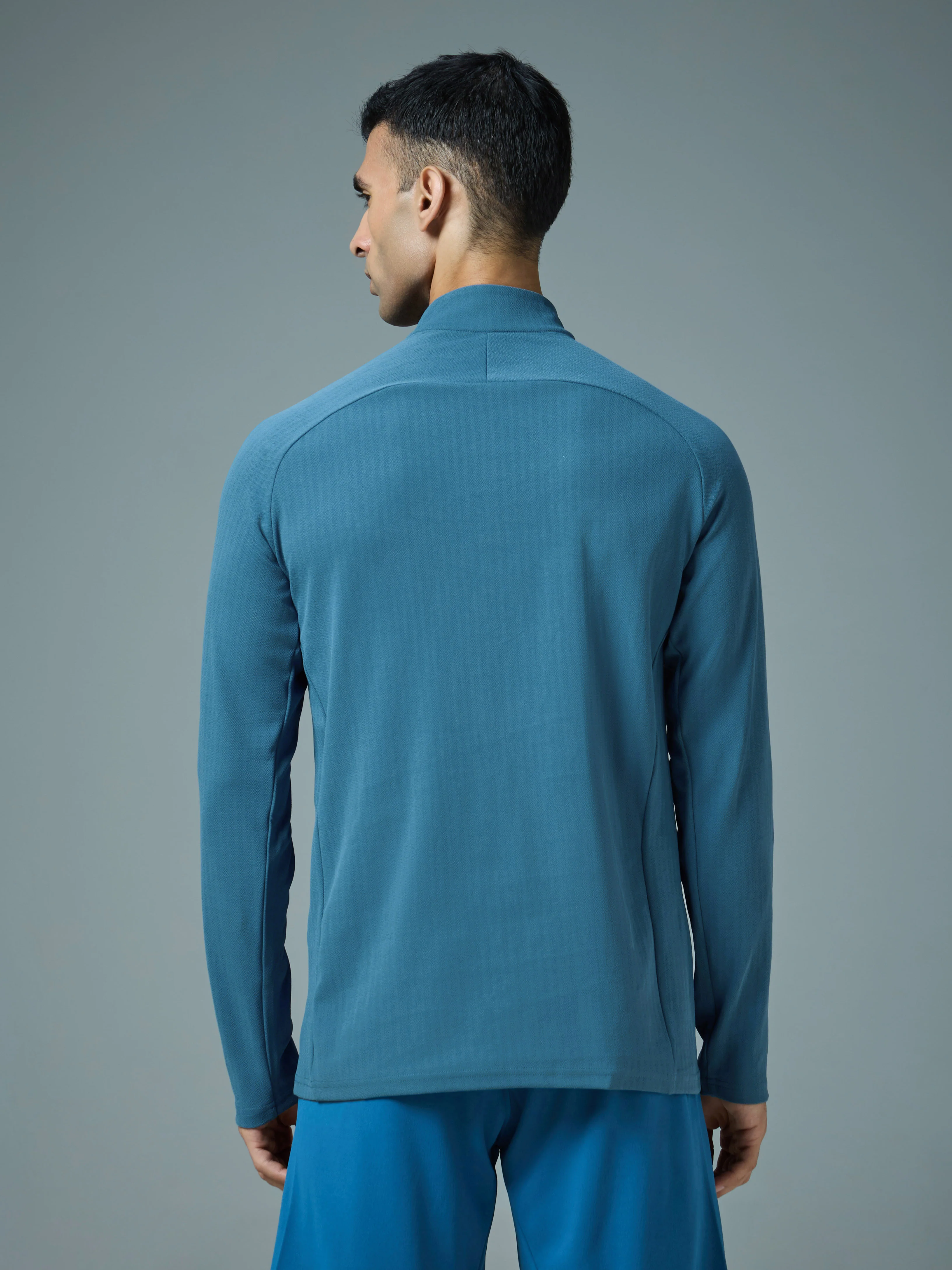 Men Solid Slim Fit Mock Neck Sports T-shirt with ELASTO PLUS - Image 3