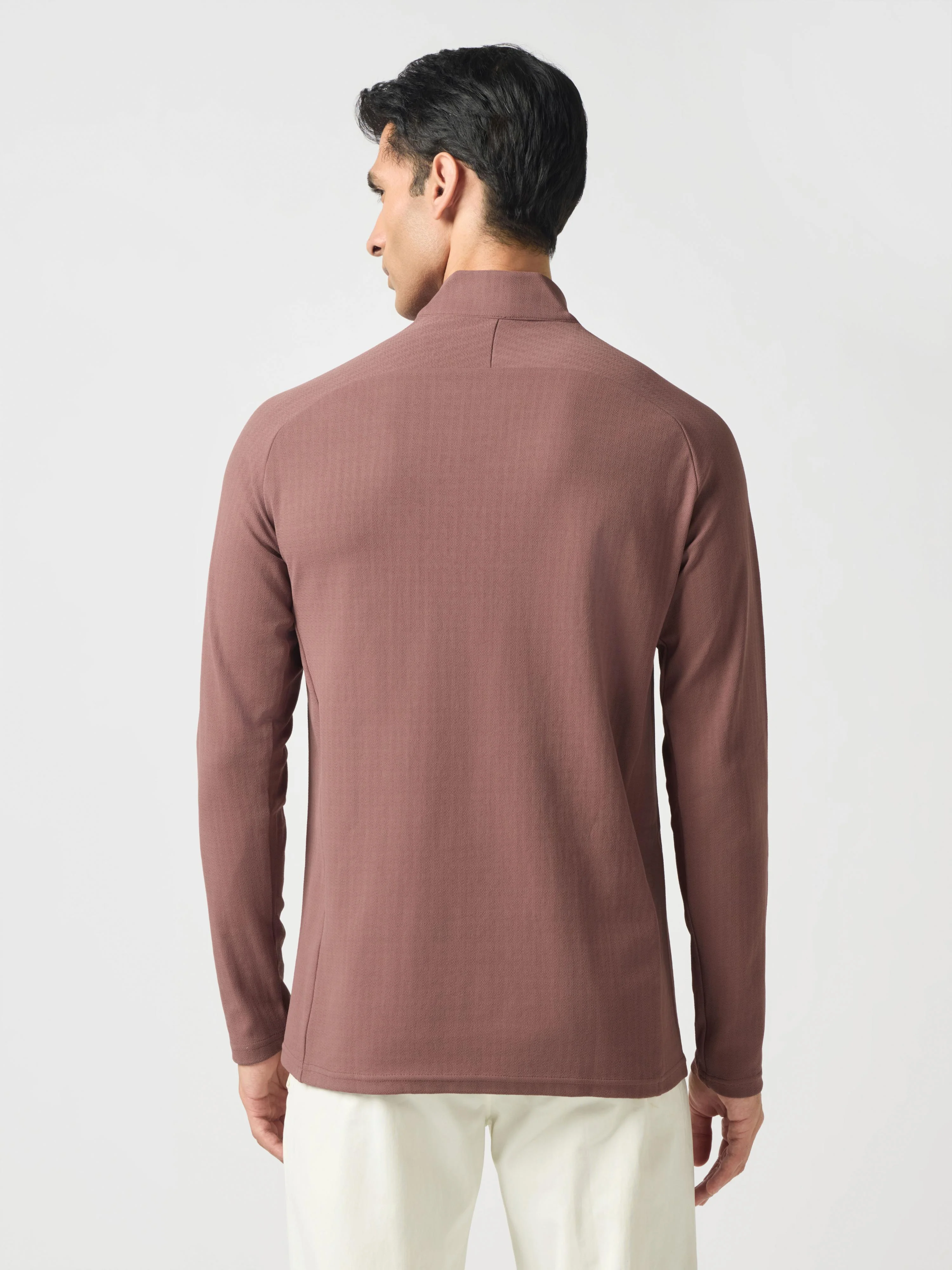 Men Solid Slim Fit Mock Neck Sports T-shirt with ELASTO PLUS - Image 3