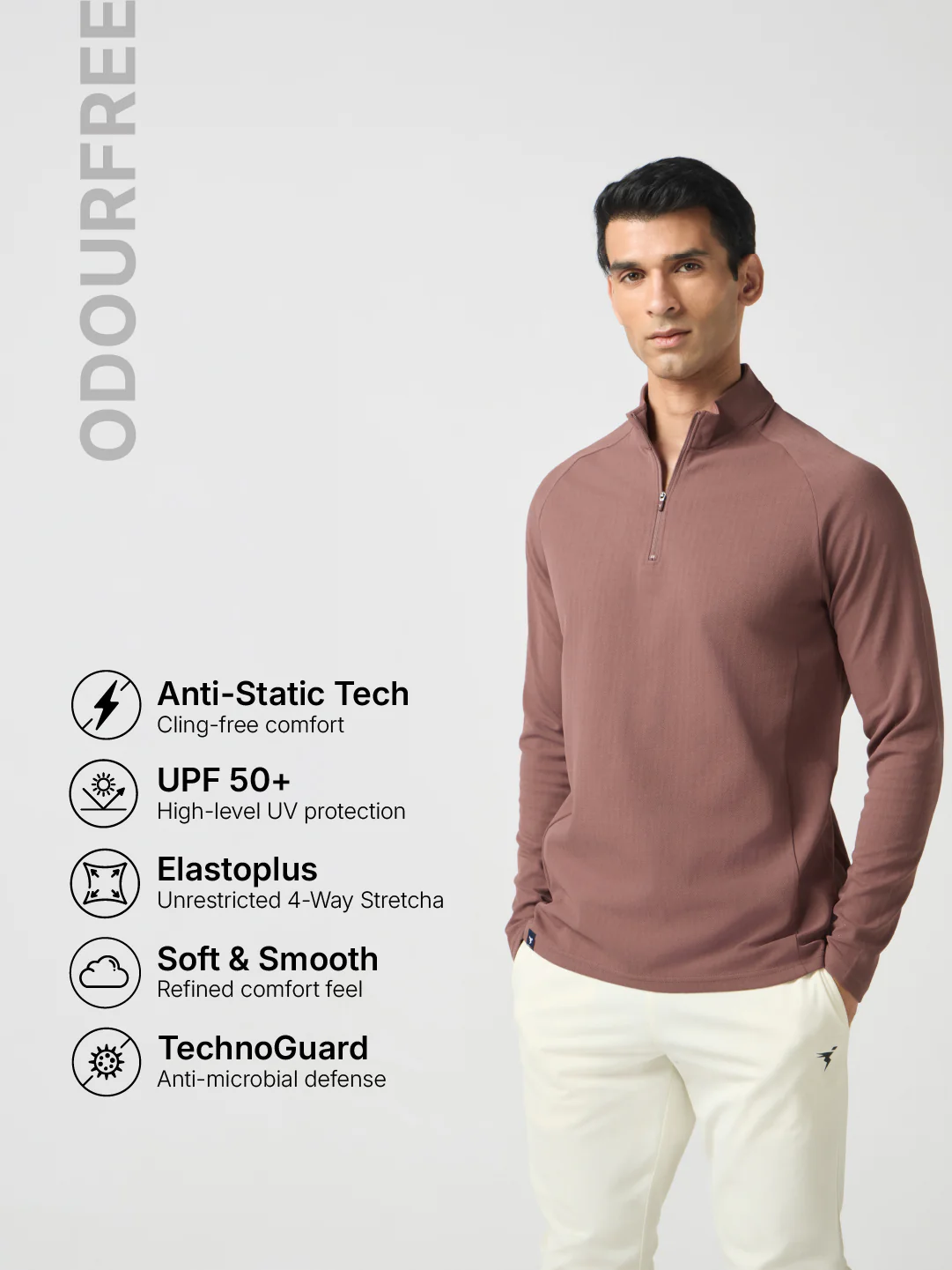 Men Solid Slim Fit Mock Neck Sports T-shirt with ELASTO PLUS - Image 4