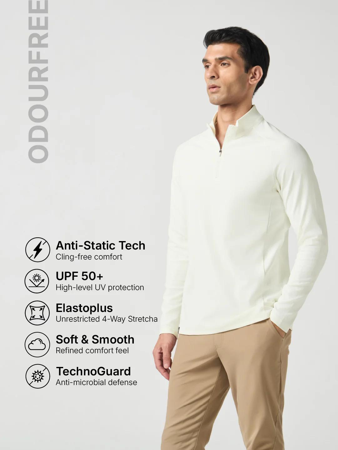 Men Solid Slim Fit Mock Neck Sports T-shirt with ELASTO PLUS - Image 4