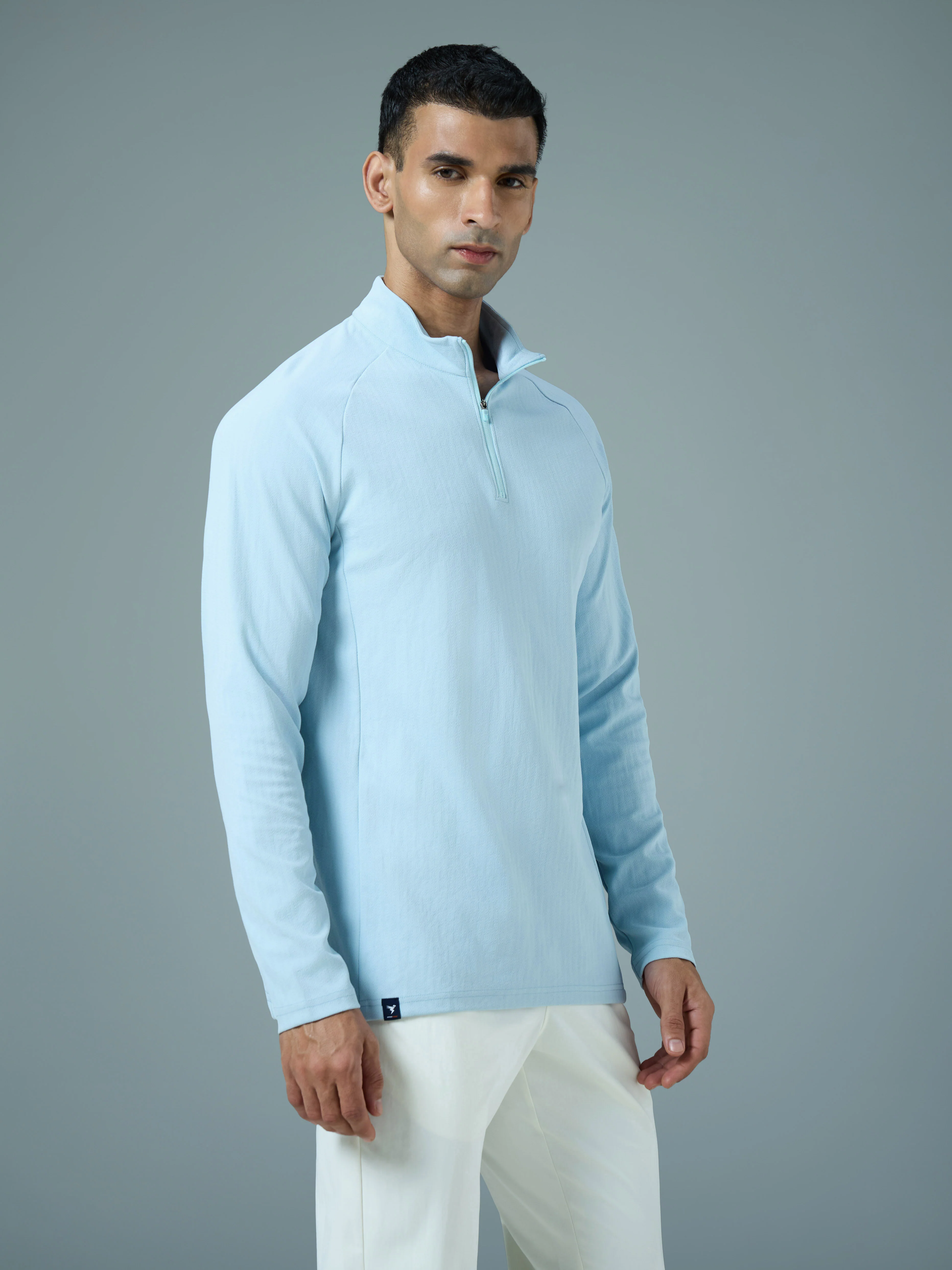 Men Solid Slim Fit Mock Neck Sports T-shirt with ELASTO PLUS - Image 4