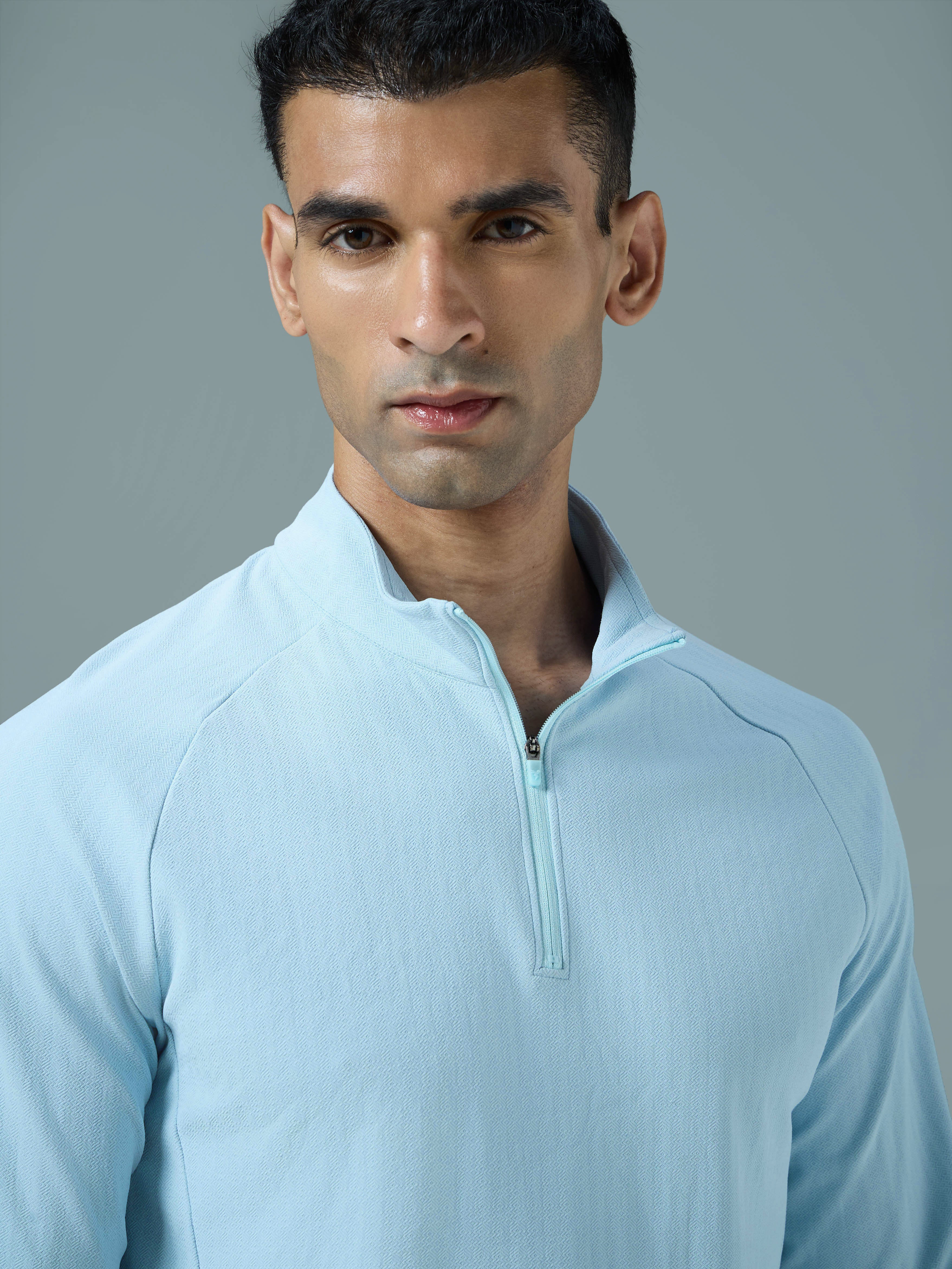 Men Solid Slim Fit Mock Neck Sports T-shirt with ELASTO PLUS - Image 6