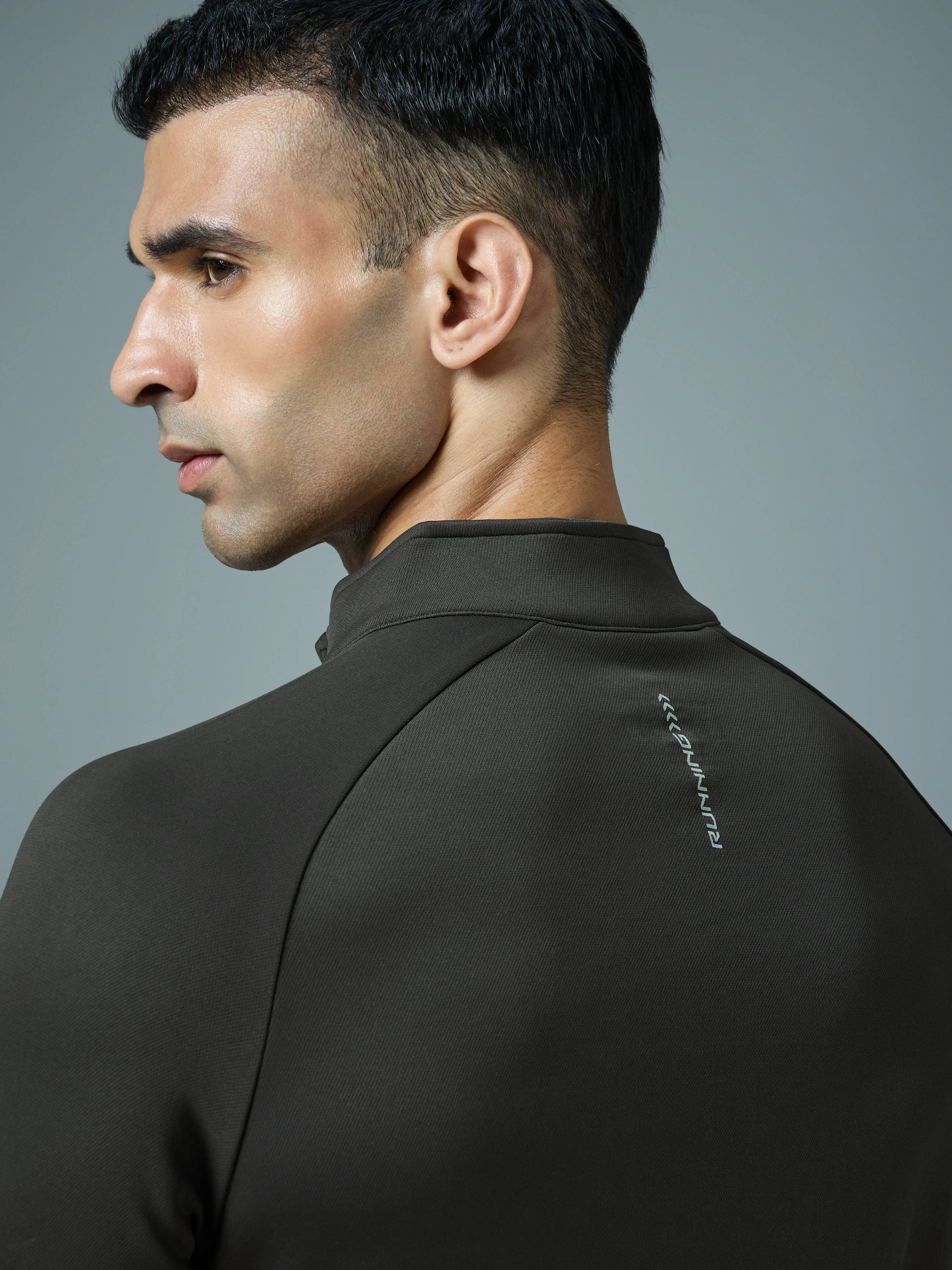Men Solid Slim Fit Mock Neck Sweatshirt with ELASTO PLUS - Image 7