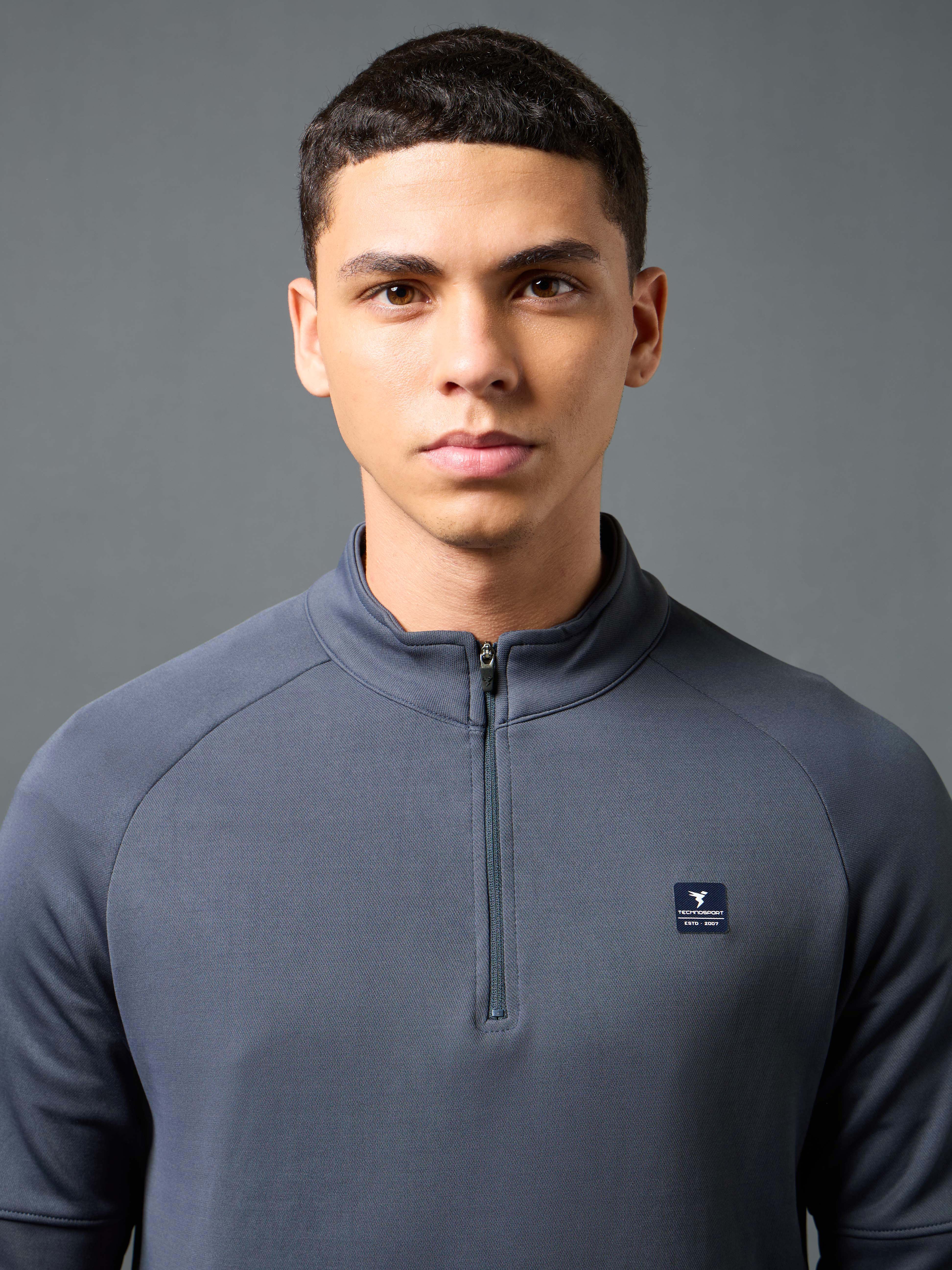 Men Solid Slim Fit Mock Neck Sweatshirt with ELASTO PLUS - Image 5