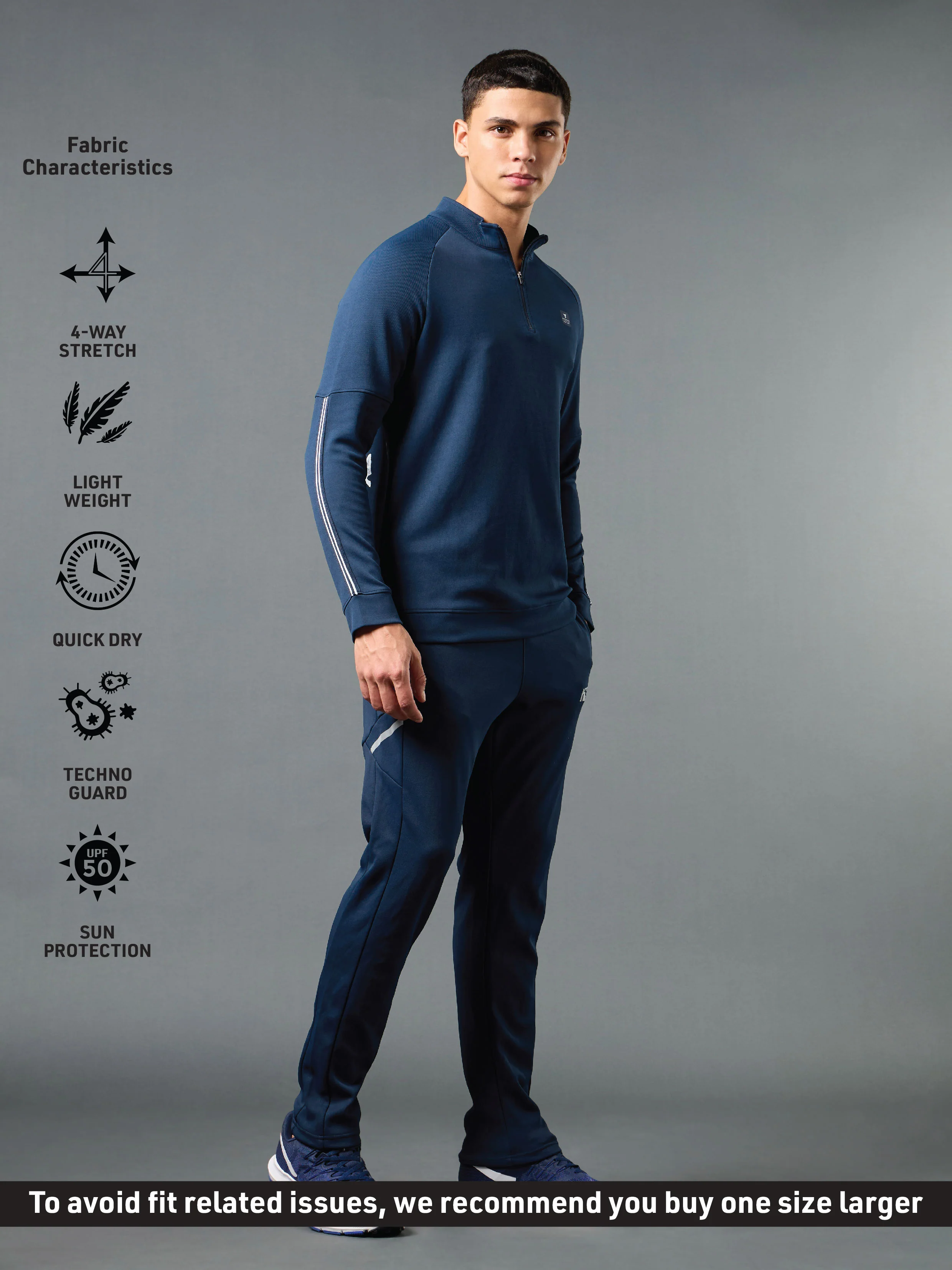 Men Solid Slim Fit Mock Neck Sweatshirt with ELASTO PLUS - Image 4