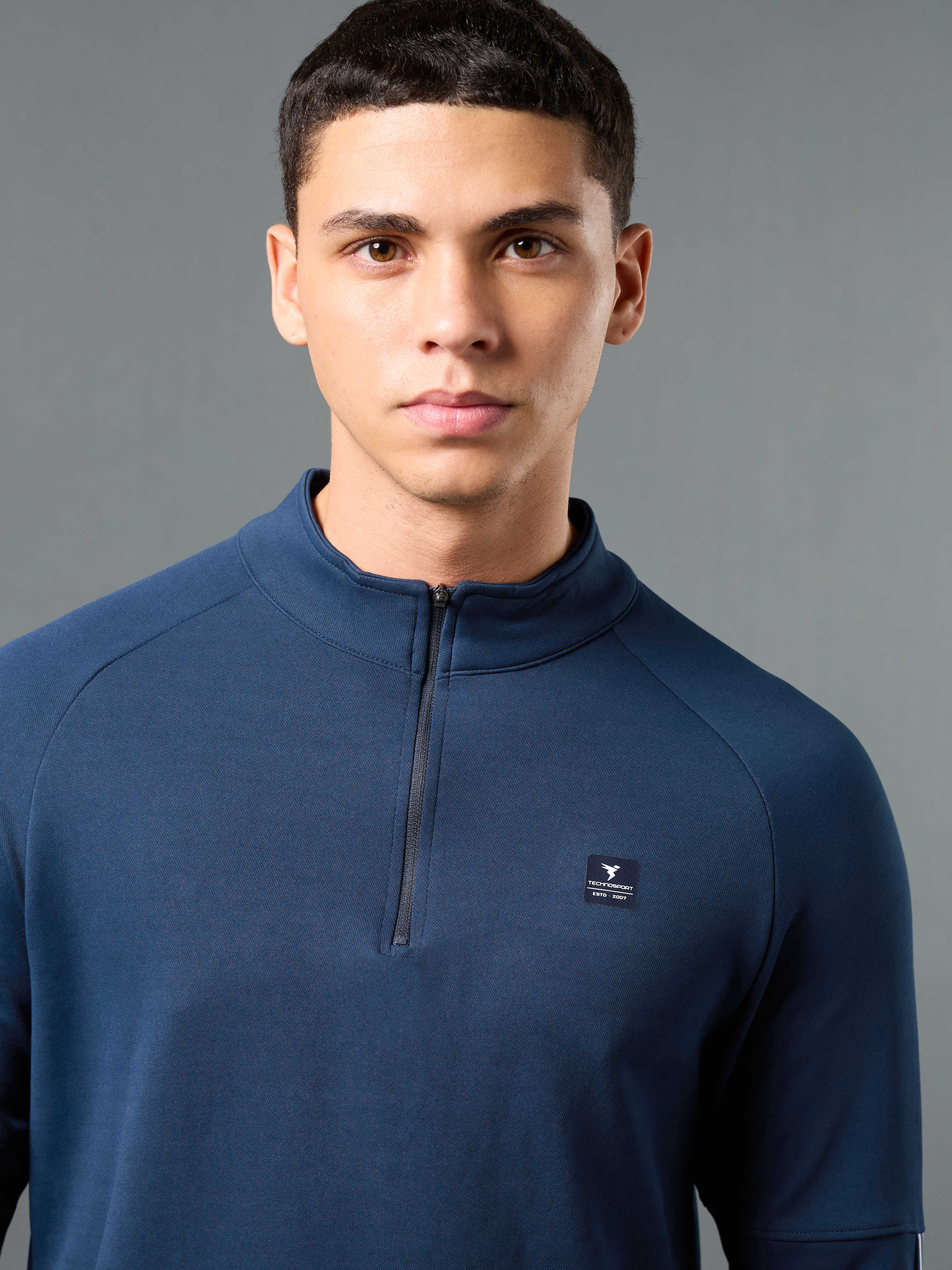 Men Solid Slim Fit Mock Neck Sweatshirt with ELASTO PLUS - Image 6