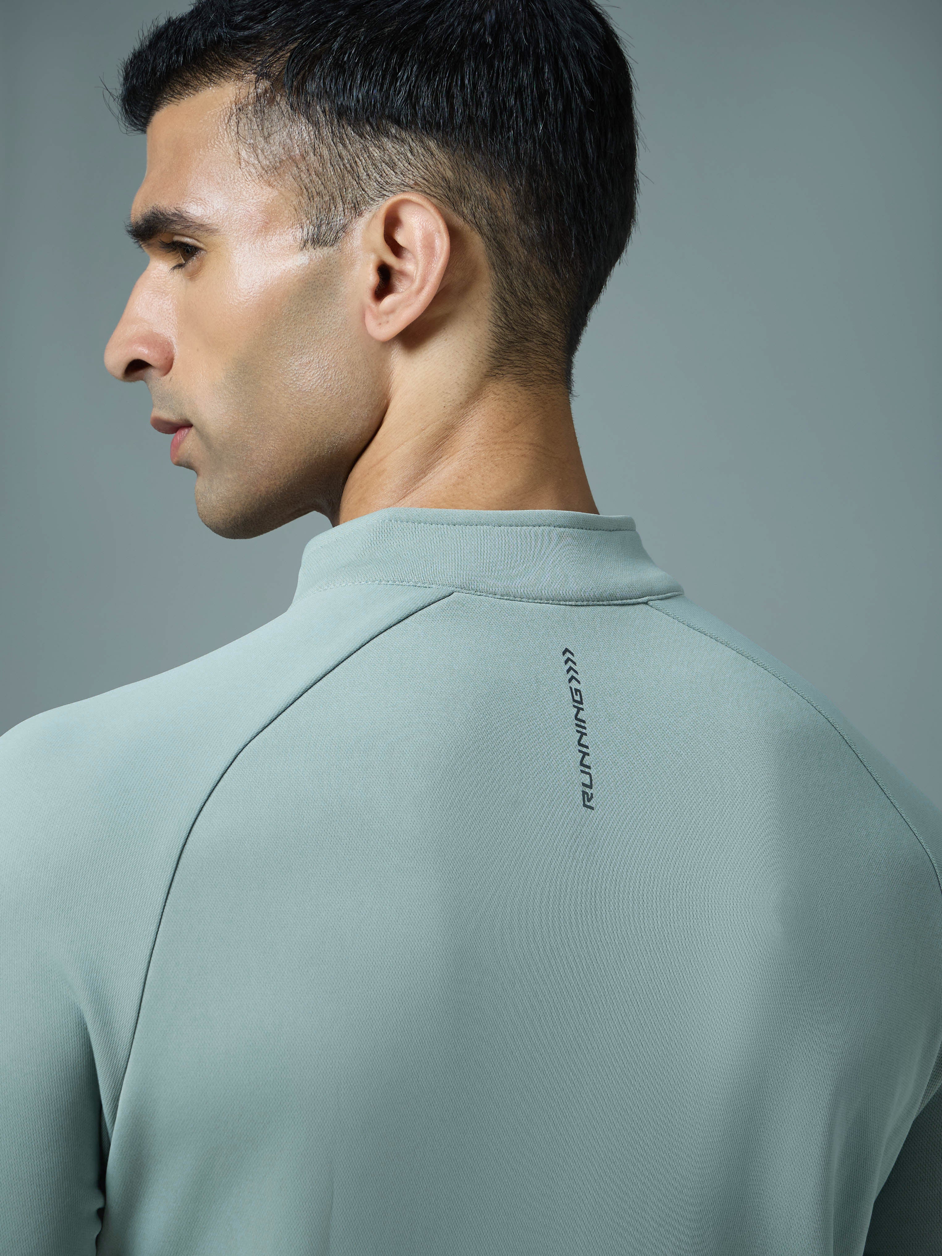 Men Solid Slim Fit Mock Neck Sweatshirt with ELASTO PLUS - Image 7