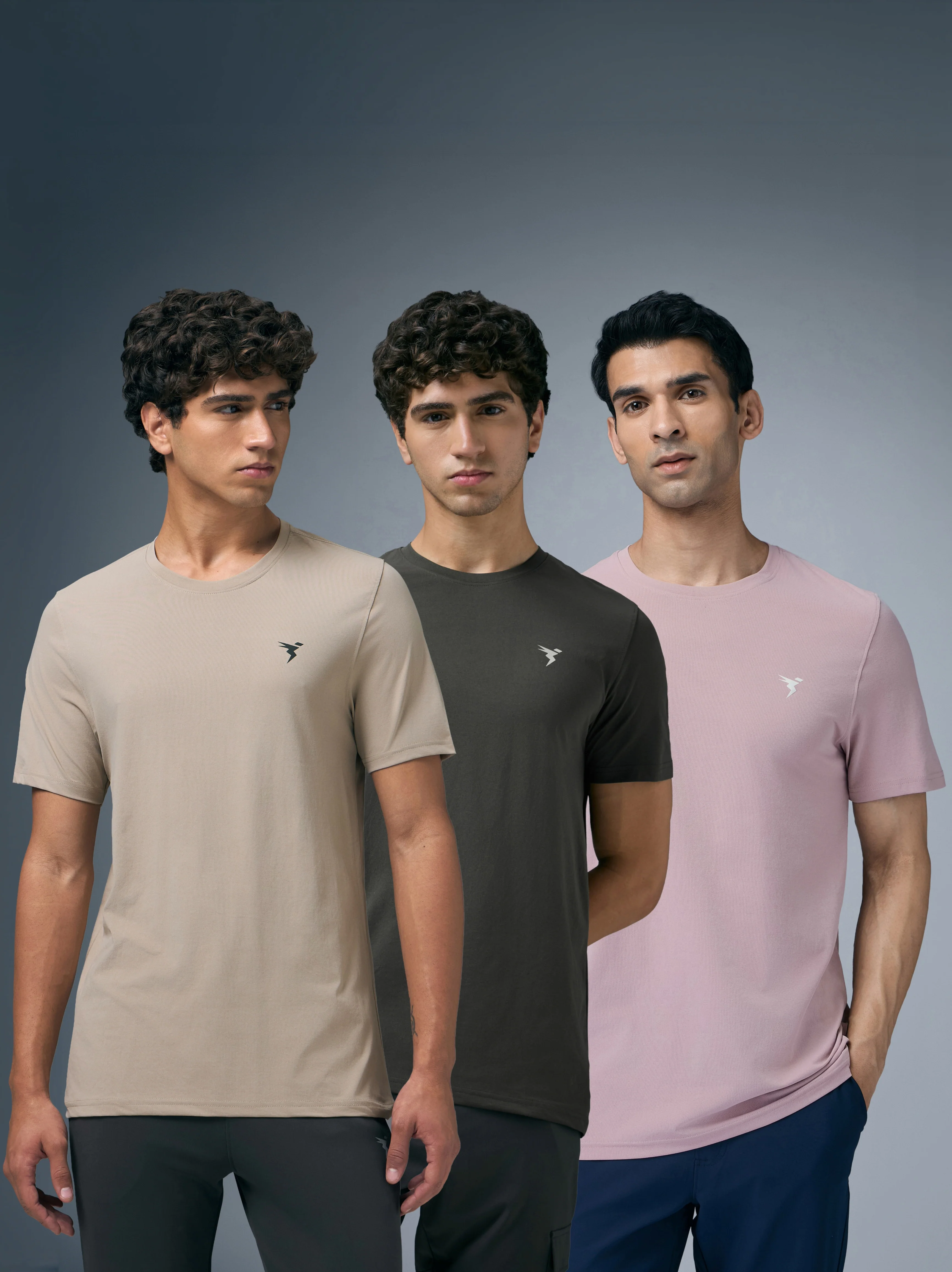 Men Solid Slim Fit pack of 3 Crew Neck T-shirt with COTFLEX