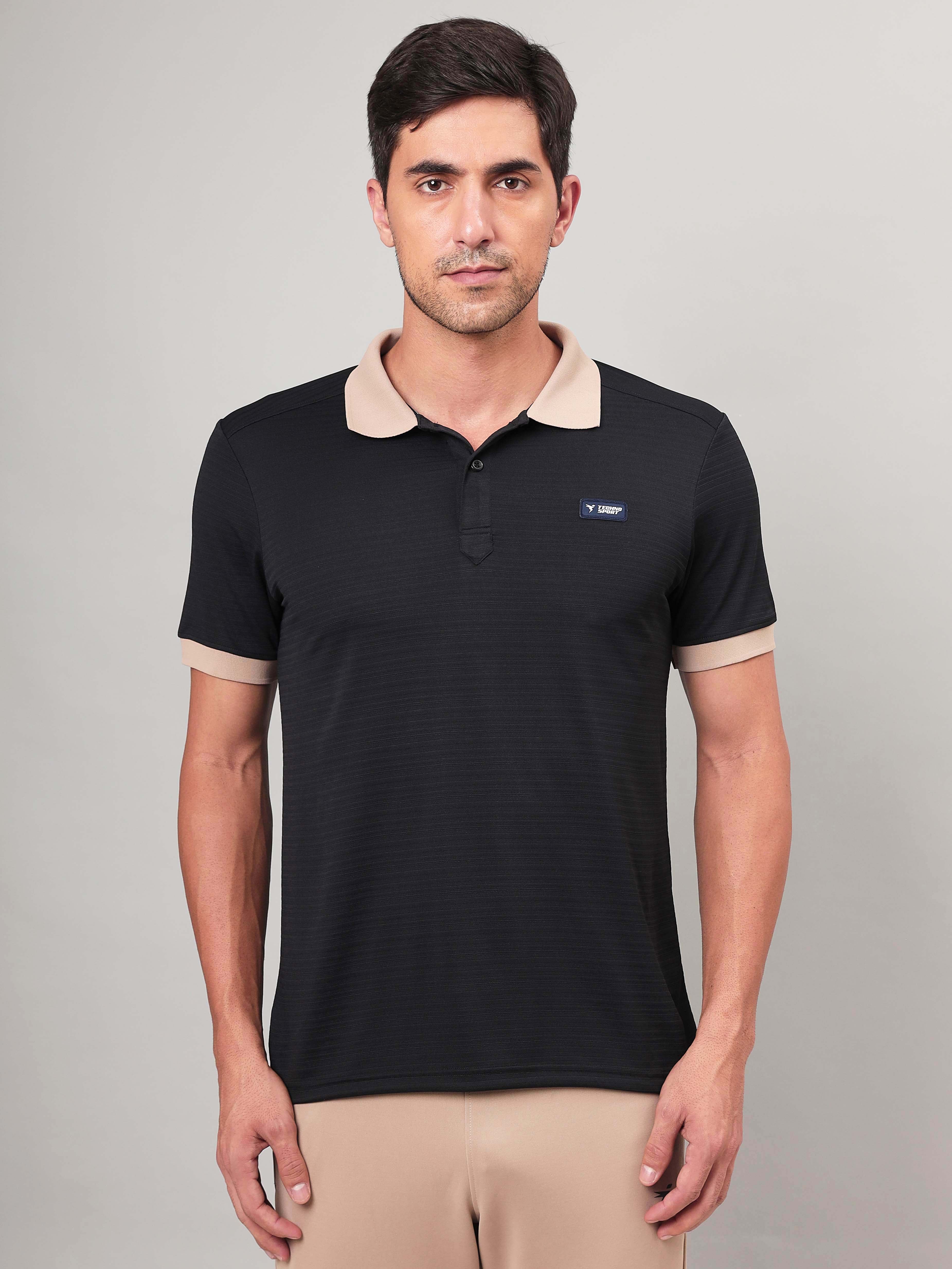 Men Solid Slim Fit Polo Sports T-shirt with MATPIQ