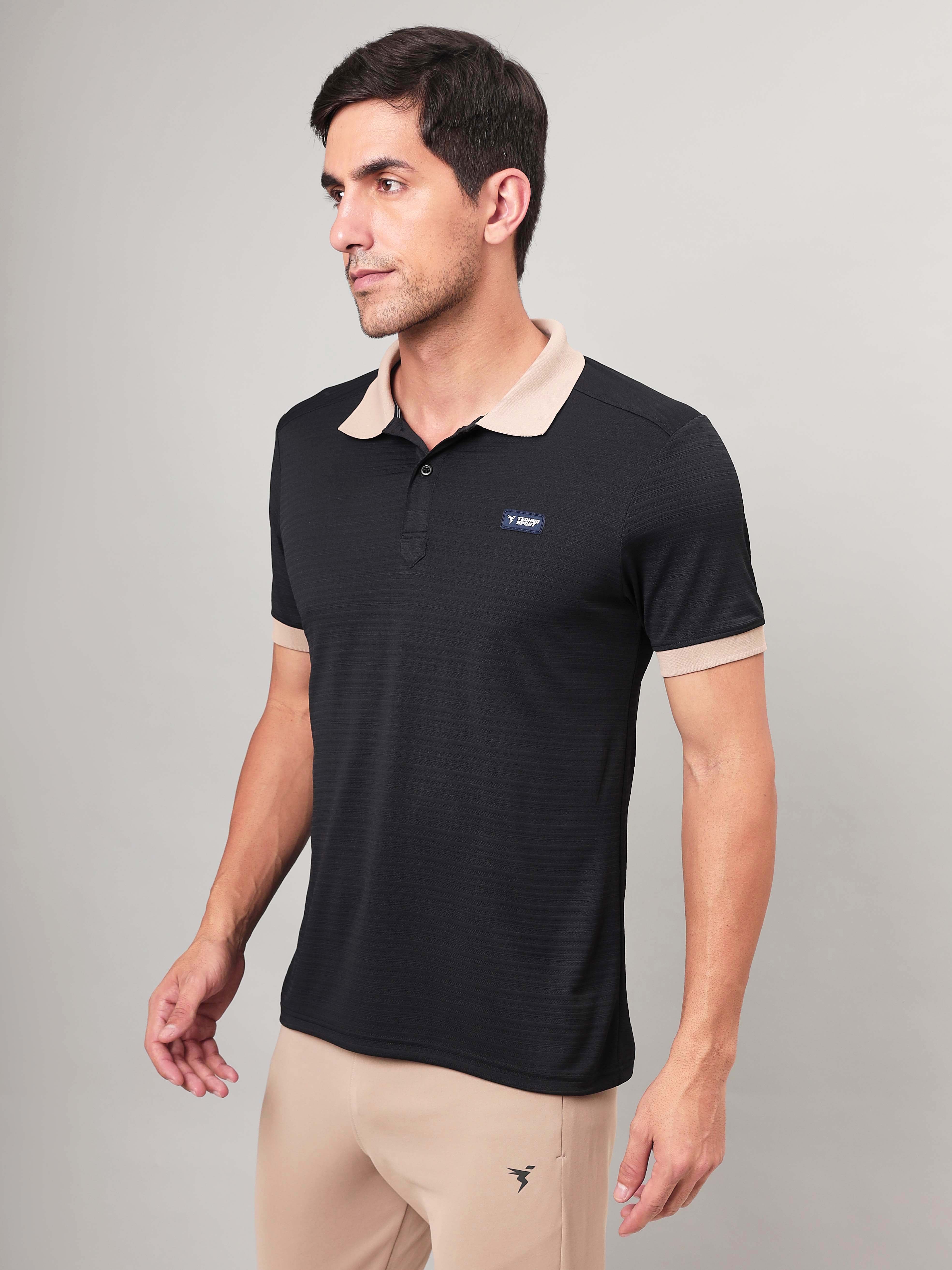 Men Solid Slim Fit Polo Sports T-shirt with MATPIQ - Image 4