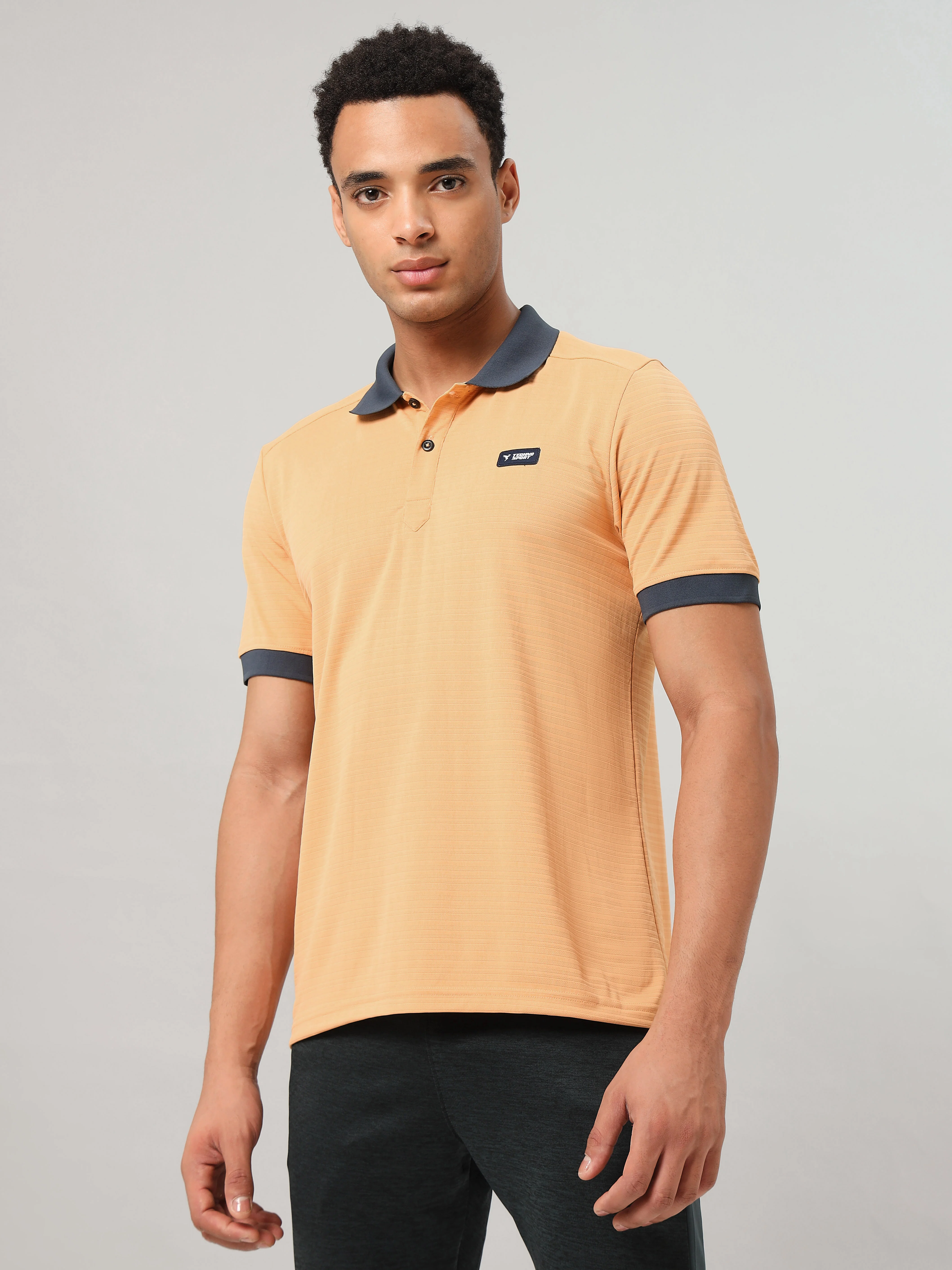 Men Solid Slim Fit Polo Sports T-shirt with MATPIQ
