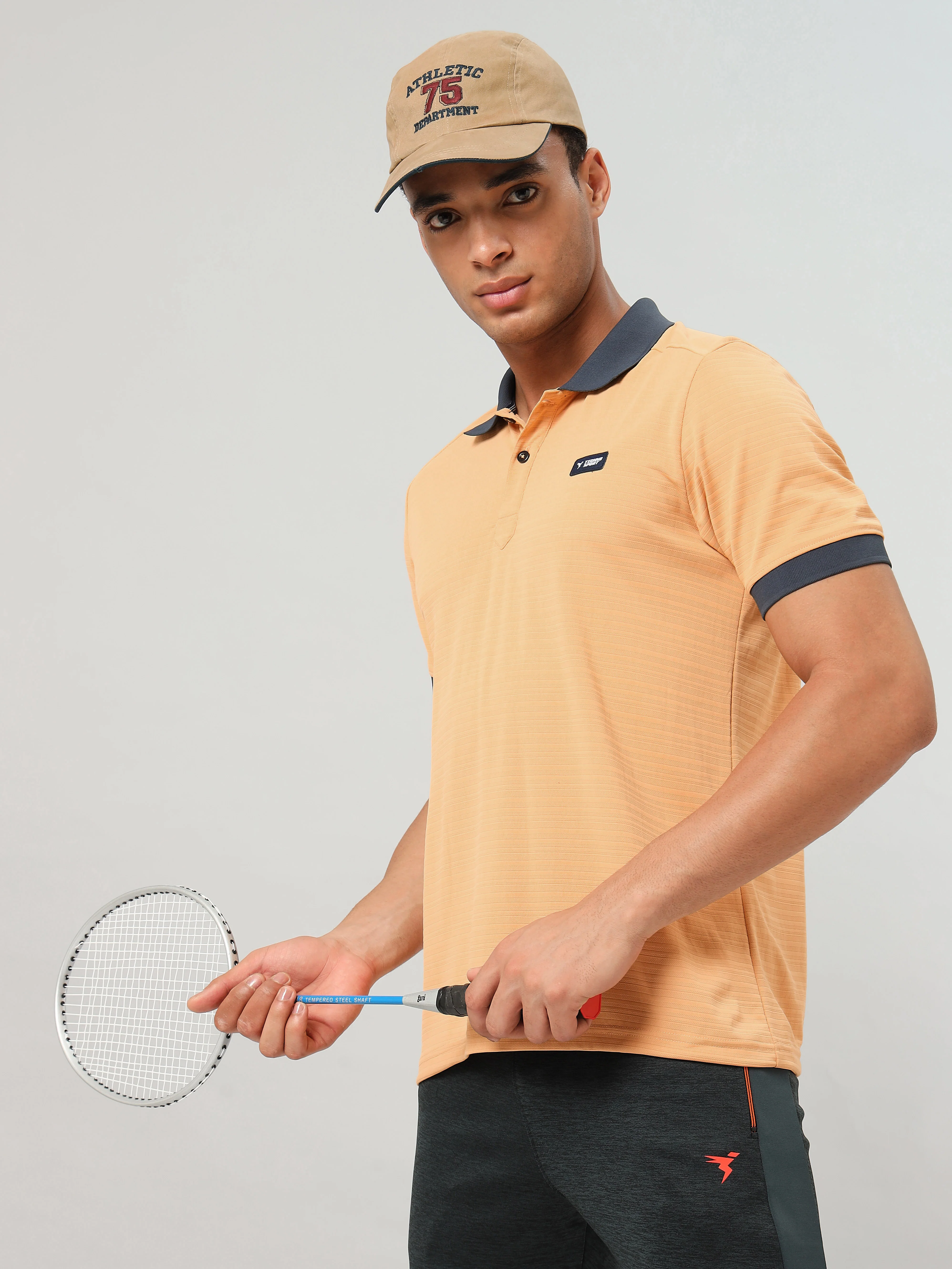 Men Solid Slim Fit Polo Sports T-shirt with MATPIQ - Image 2