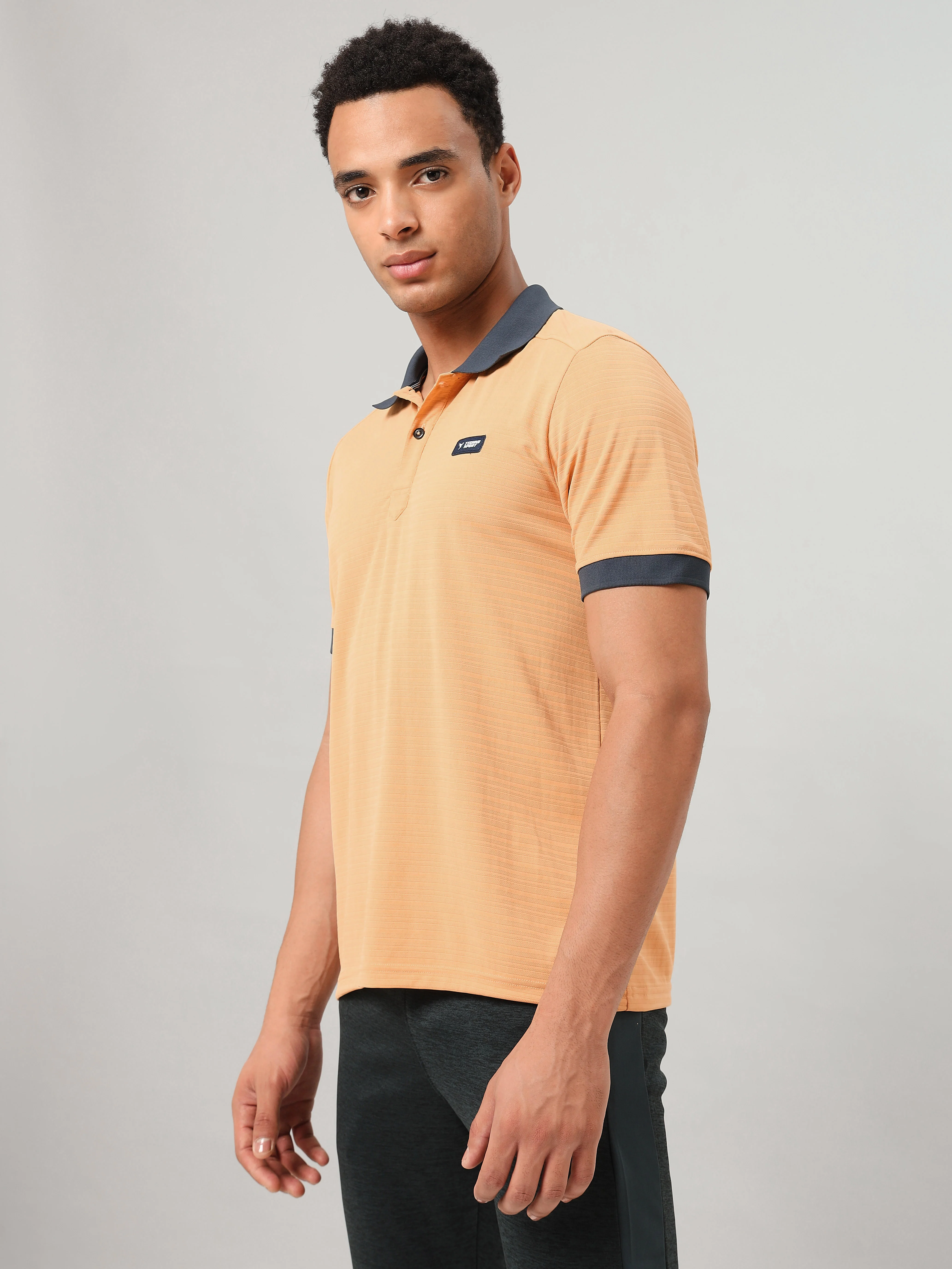 Men Solid Slim Fit Polo Sports T-shirt with MATPIQ - Image 4