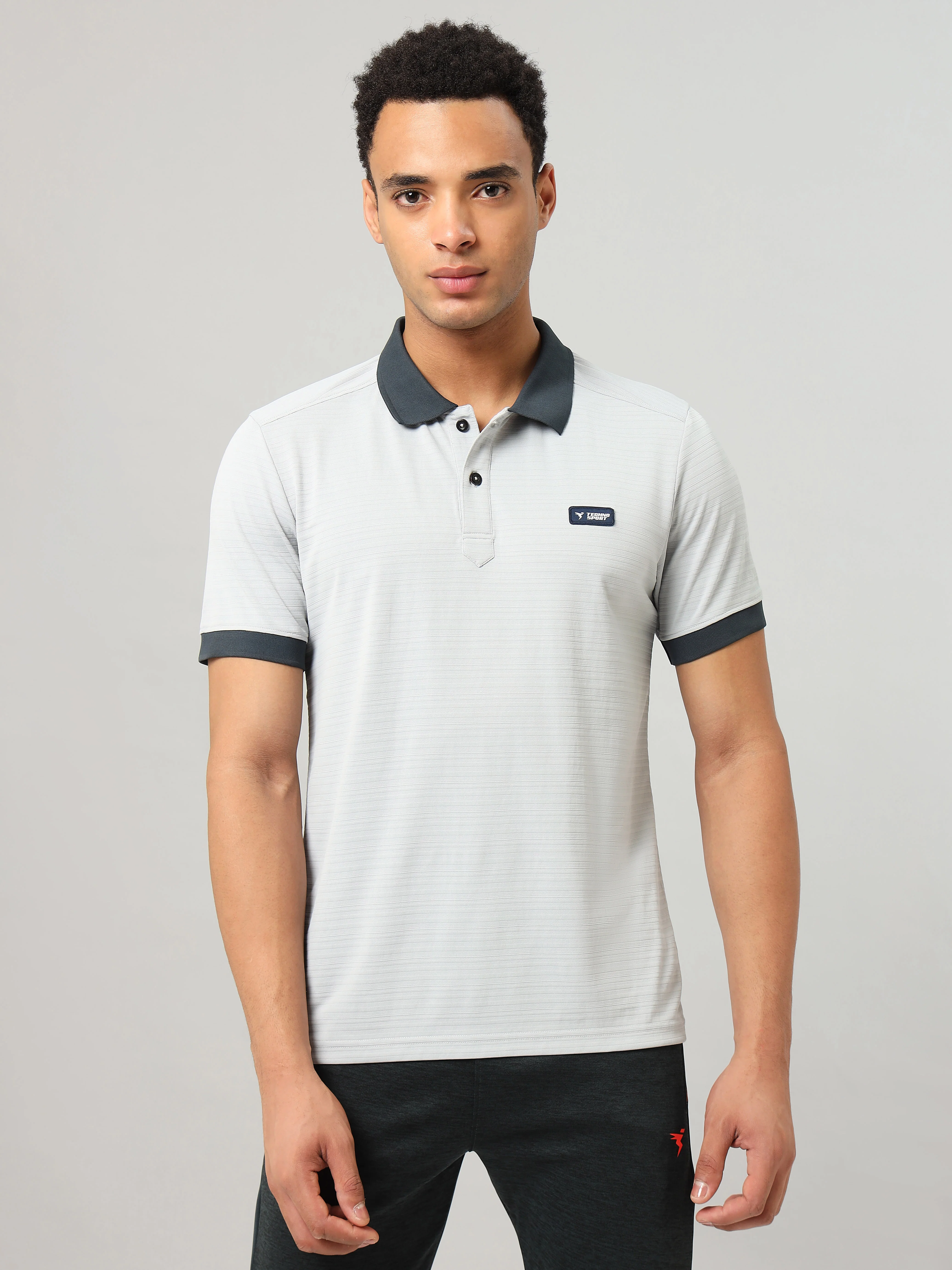 Men Solid Slim Fit Polo Sports T-shirt with MATPIQ - Image 2