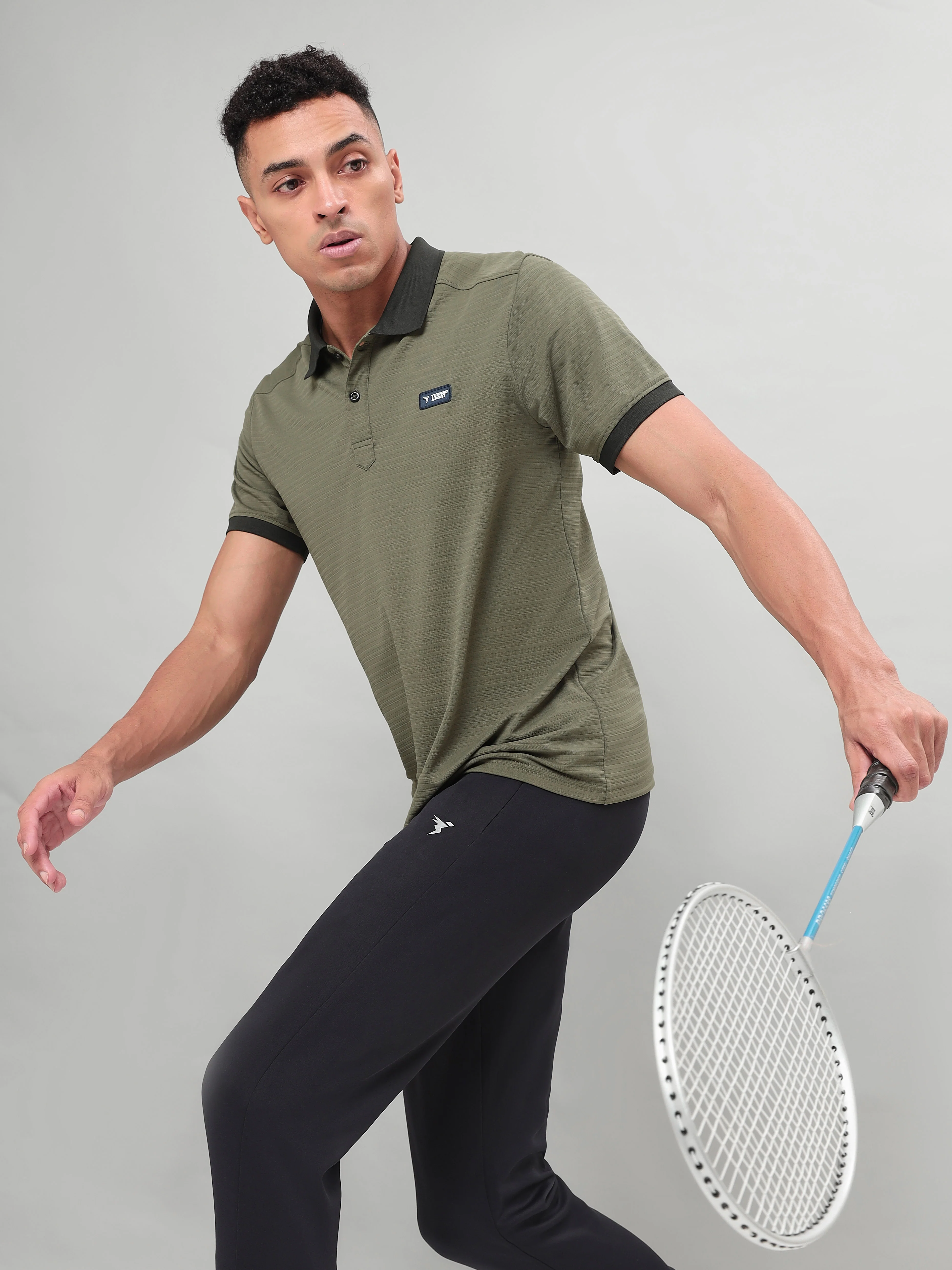 Men Solid Slim Fit Polo Sports T-shirt with MATPIQ - Image 6