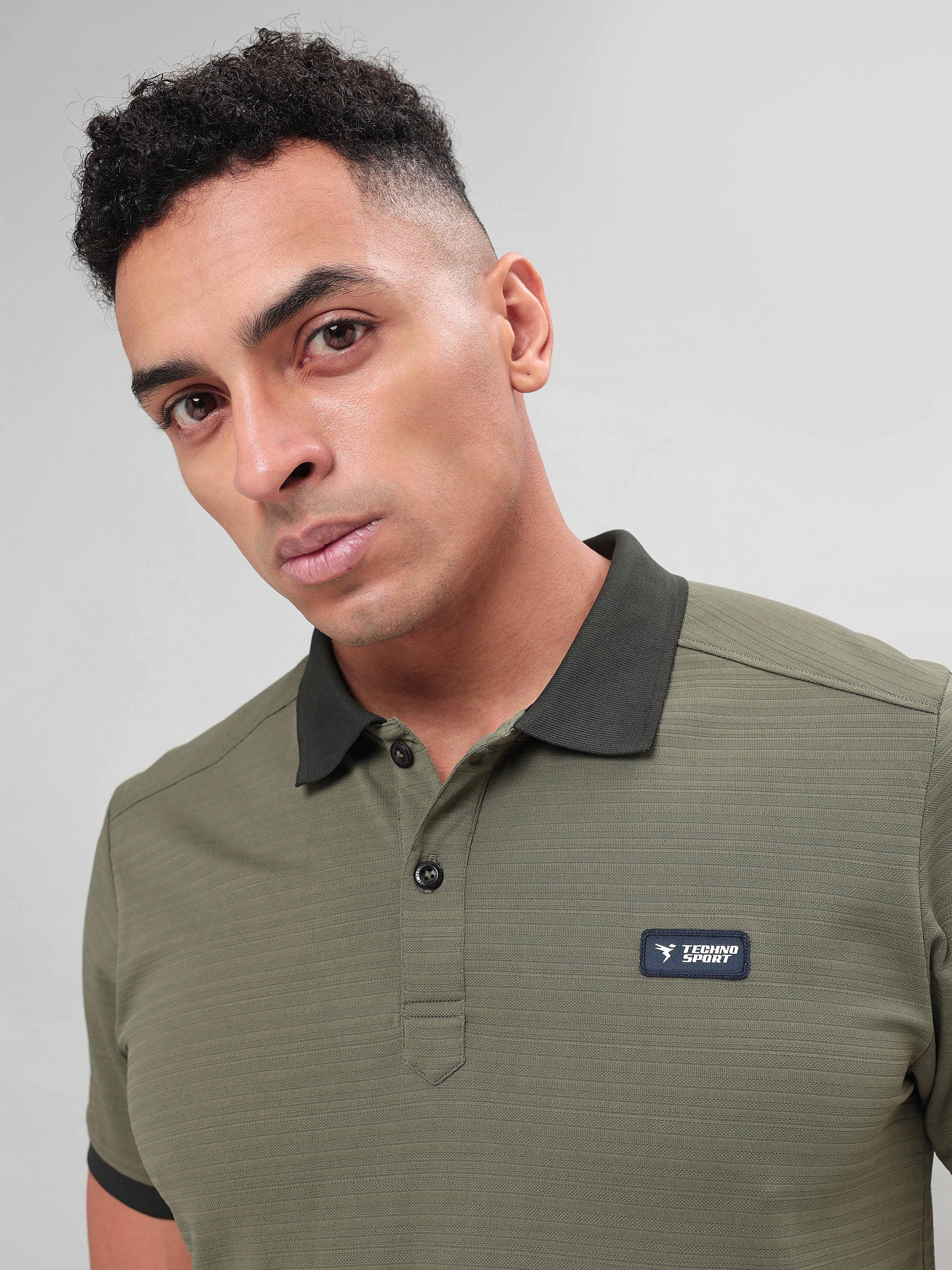 Men Solid Slim Fit Polo Sports T-shirt with MATPIQ - Image 7
