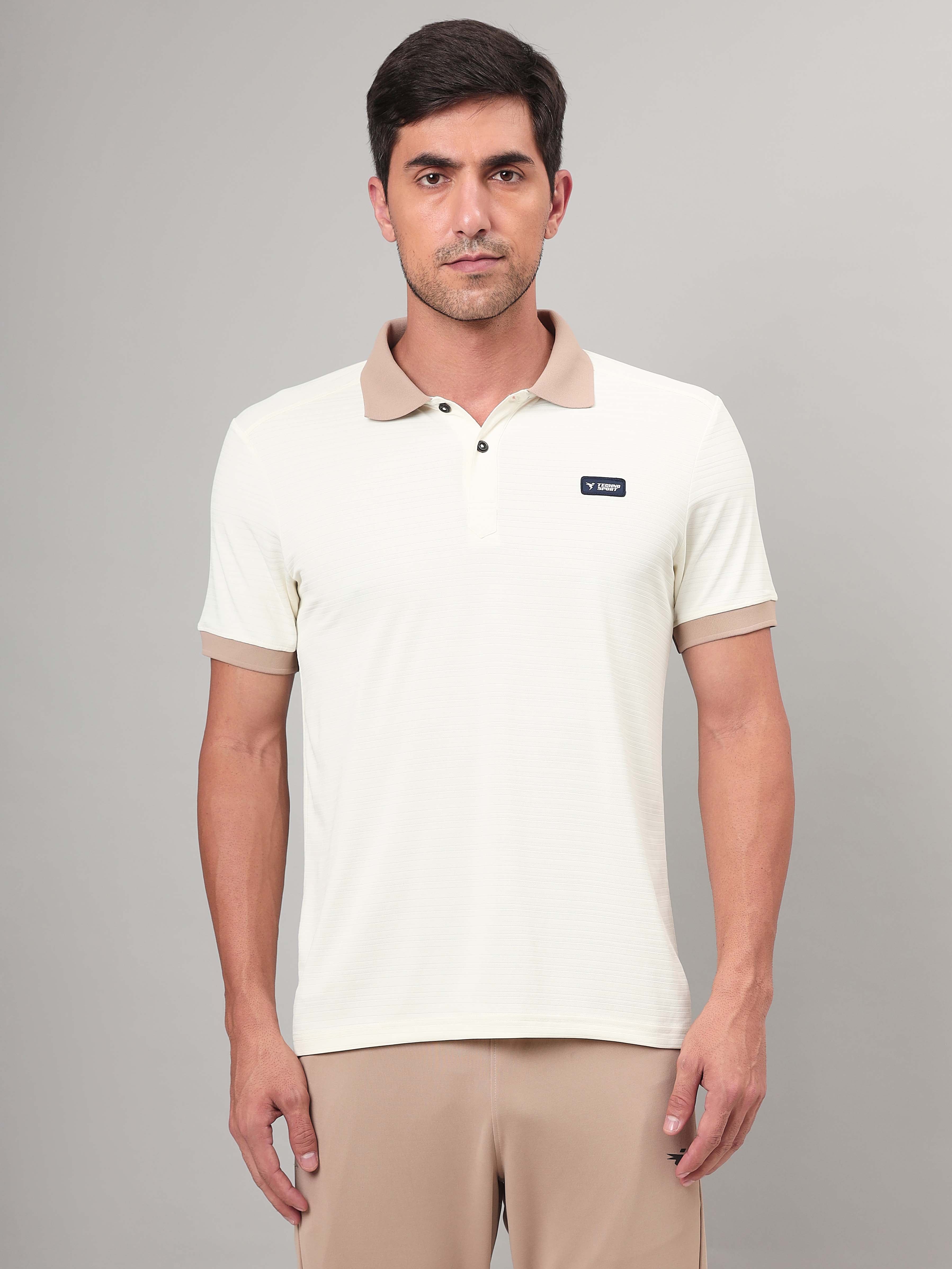 Men Solid Slim Fit Polo Sports T-shirt with MATPIQ