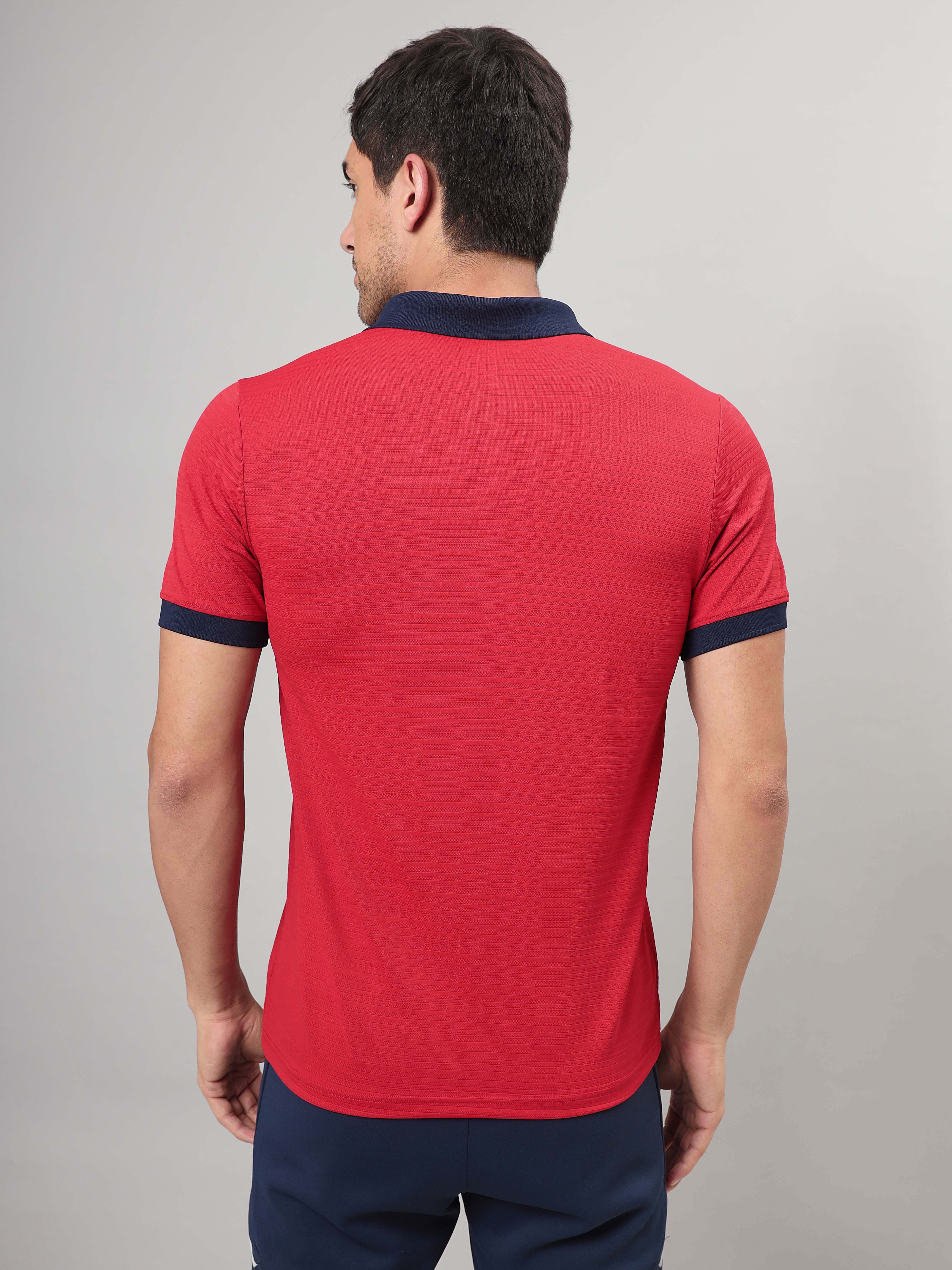 Men Solid Slim Fit Polo Sports T-shirt with MATPIQ - Image 3