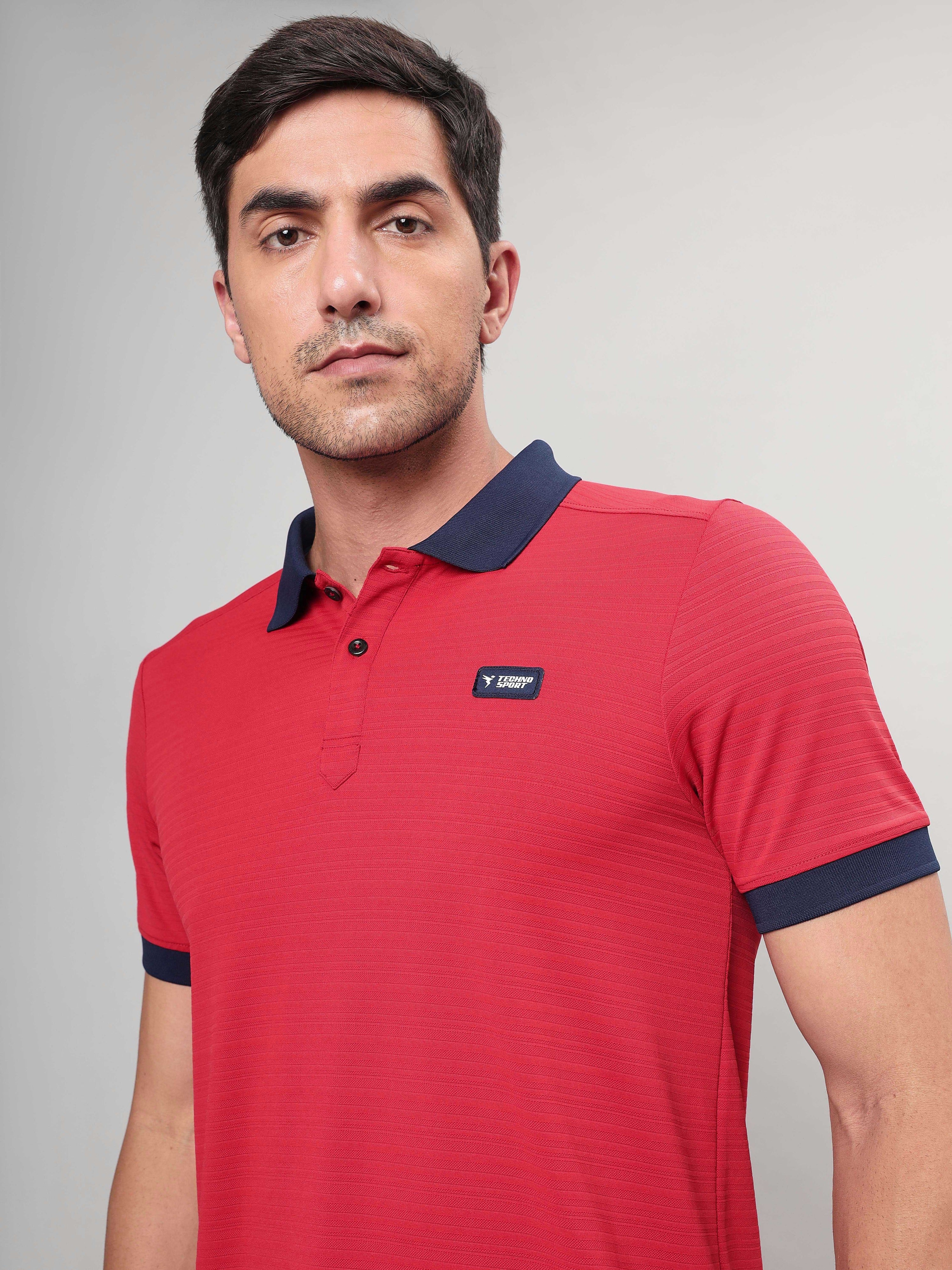 Men Solid Slim Fit Polo Sports T-shirt with MATPIQ - Image 6