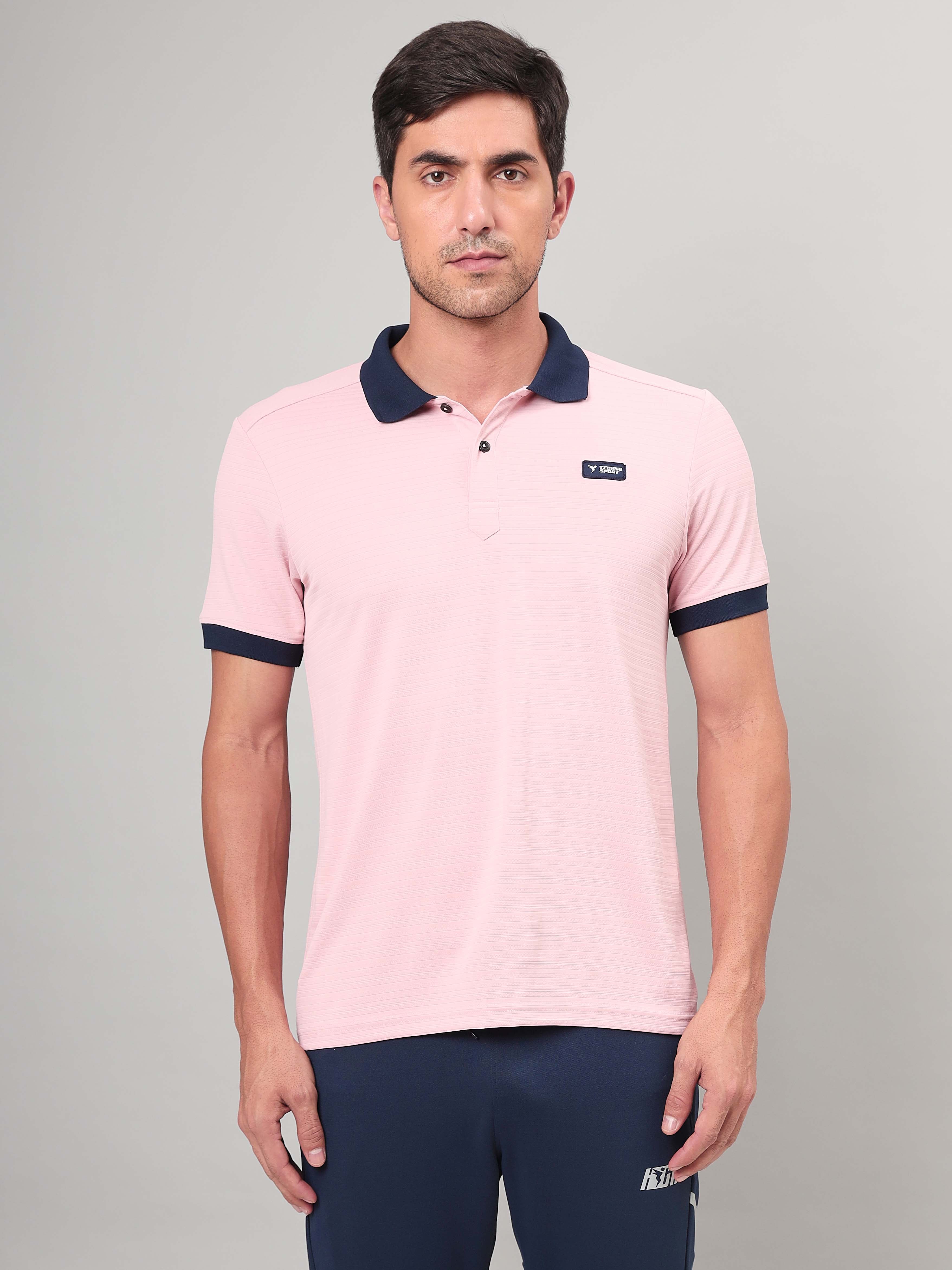 Men Solid Slim Fit Polo Sports T-shirt with MATPIQ - Image 2