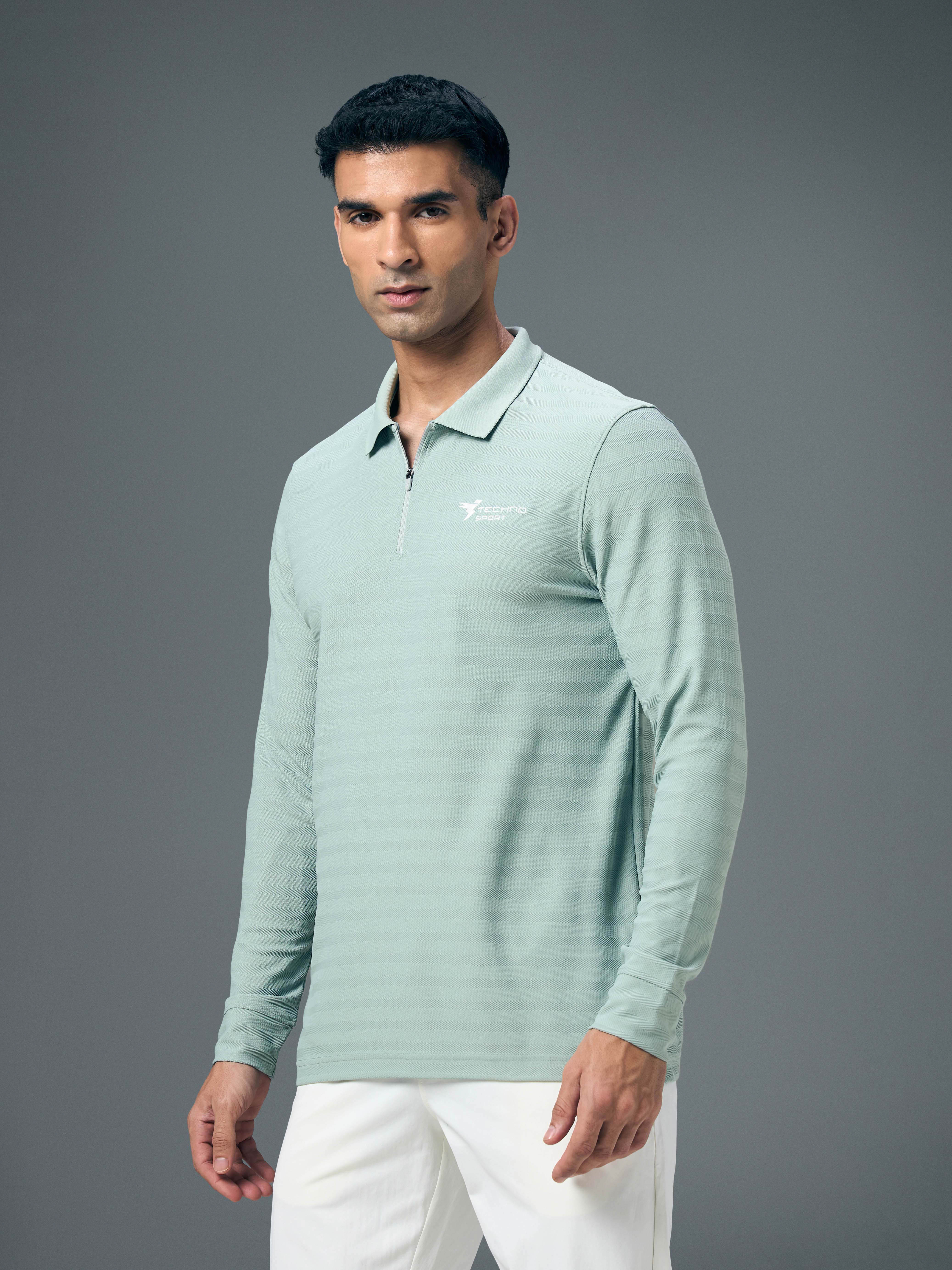 Men Solid Slim Fit Polo Sports T-shirt with MATPIQ - Image 4