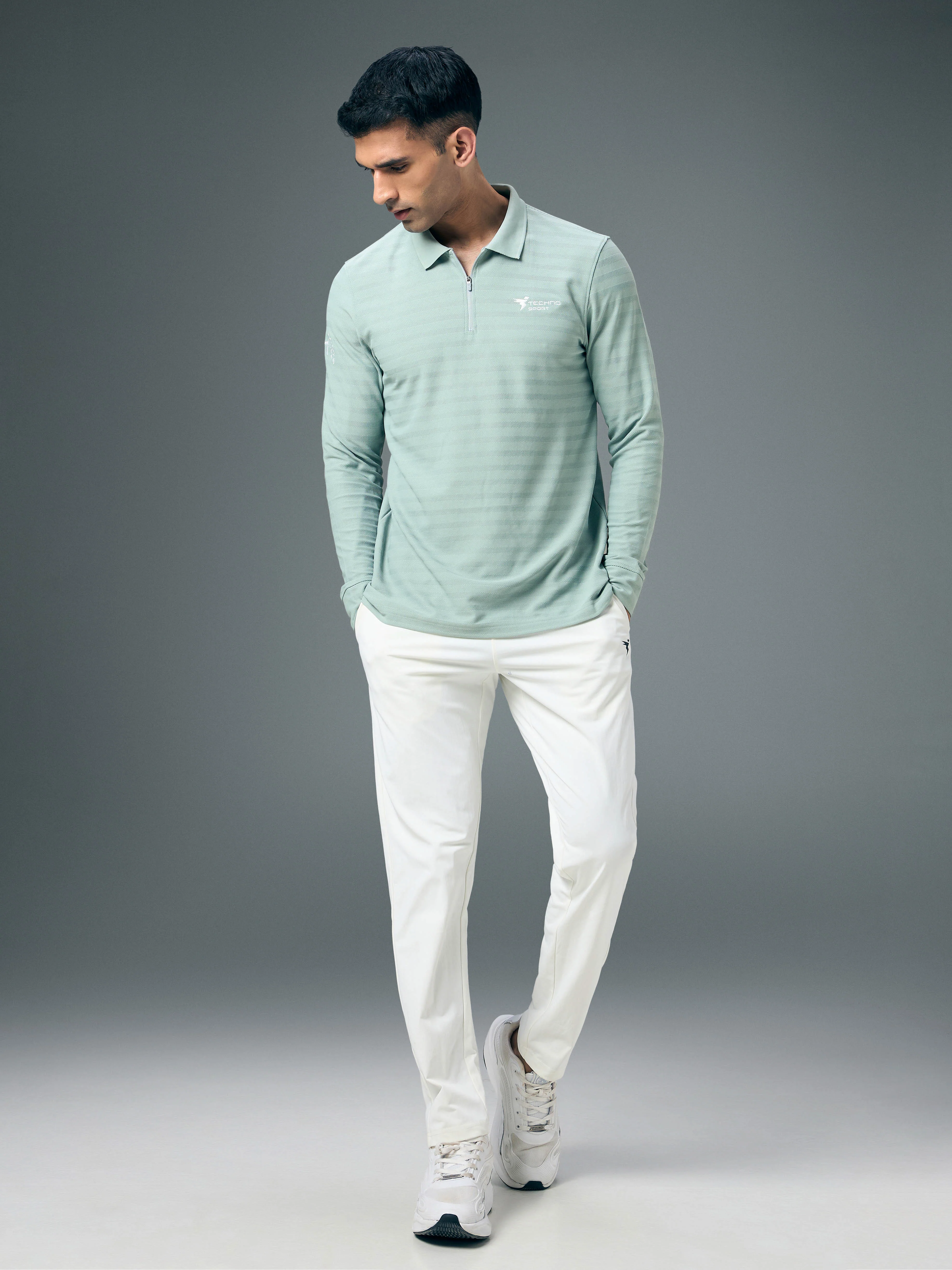 Men Solid Slim Fit Polo Sports T-shirt with MATPIQ - Image 5