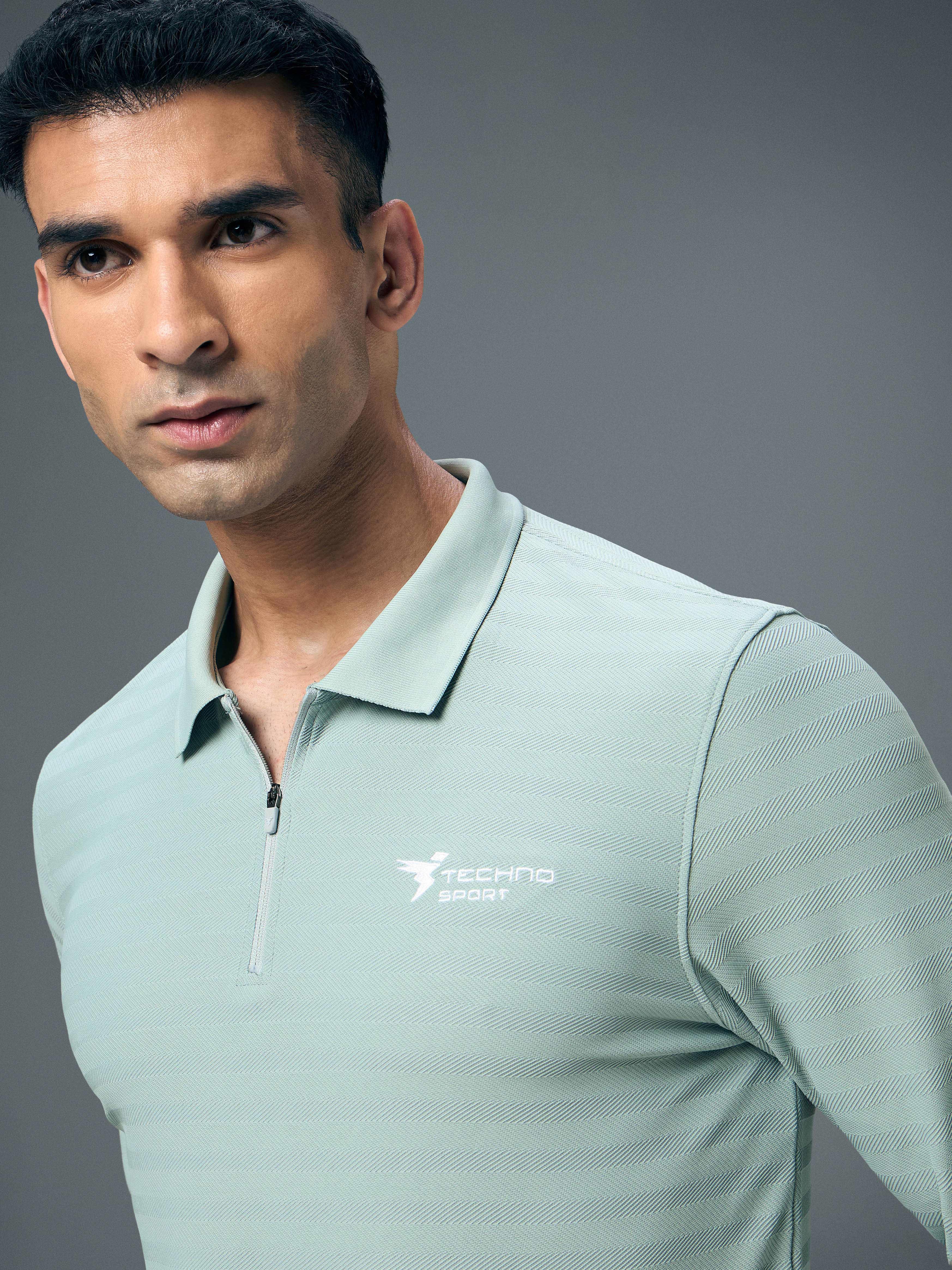 Men Solid Slim Fit Polo Sports T-shirt with MATPIQ - Image 6
