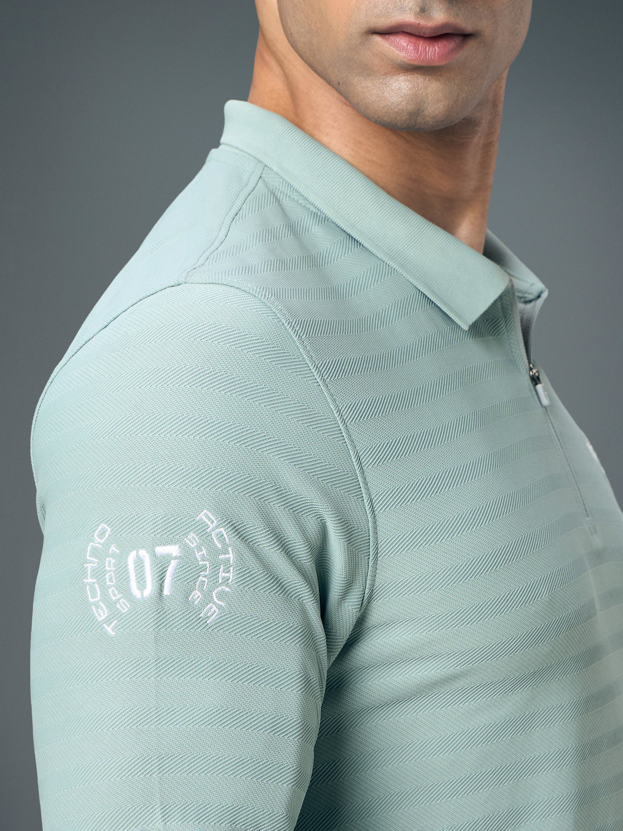 Men Solid Slim Fit Polo Sports T-shirt with MATPIQ - Image 7