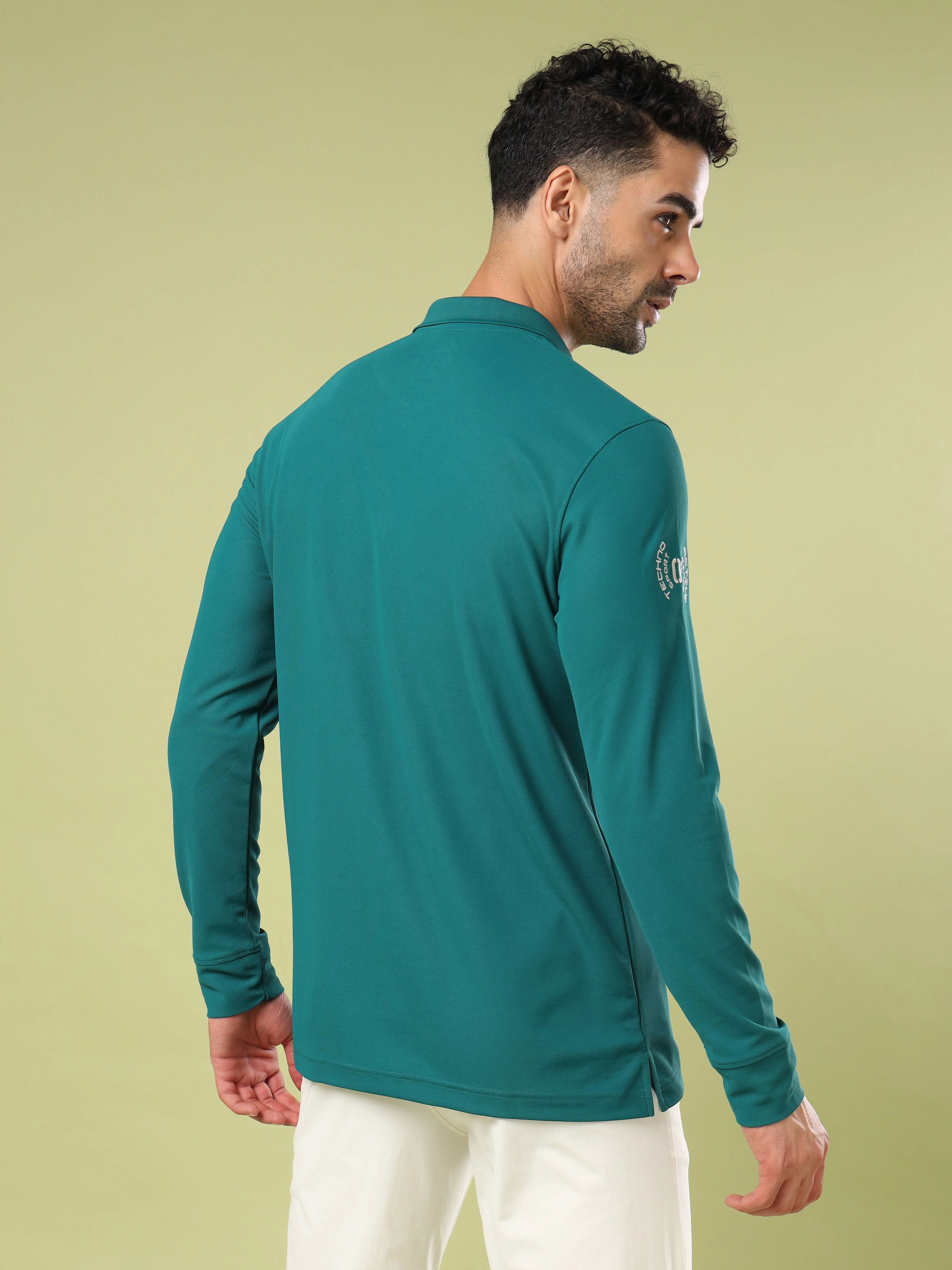 Men Solid Slim Fit Polo Sports T-shirt with MATPIQ - Image 3
