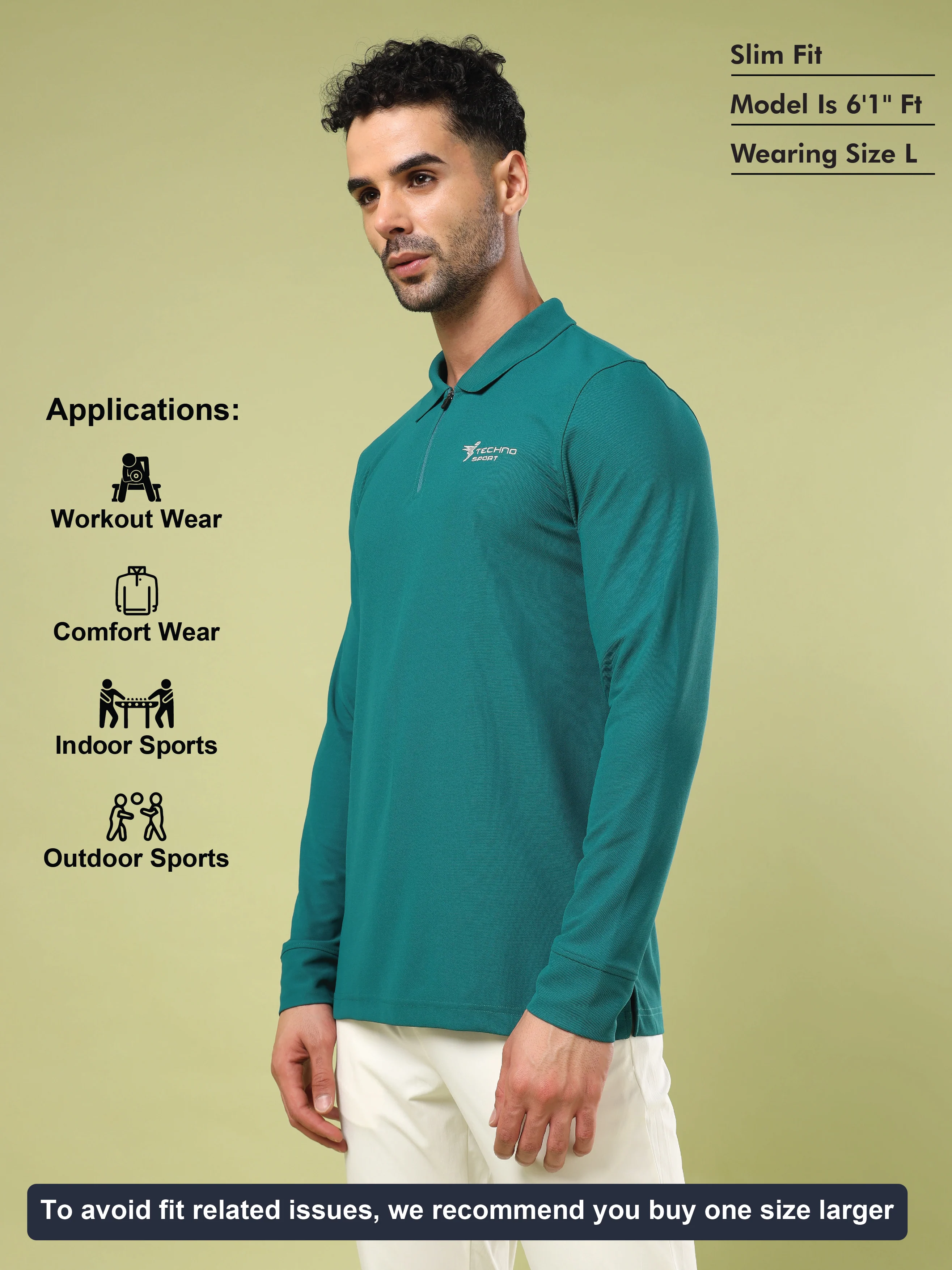 Men Solid Slim Fit Polo Sports T-shirt with MATPIQ - Image 4