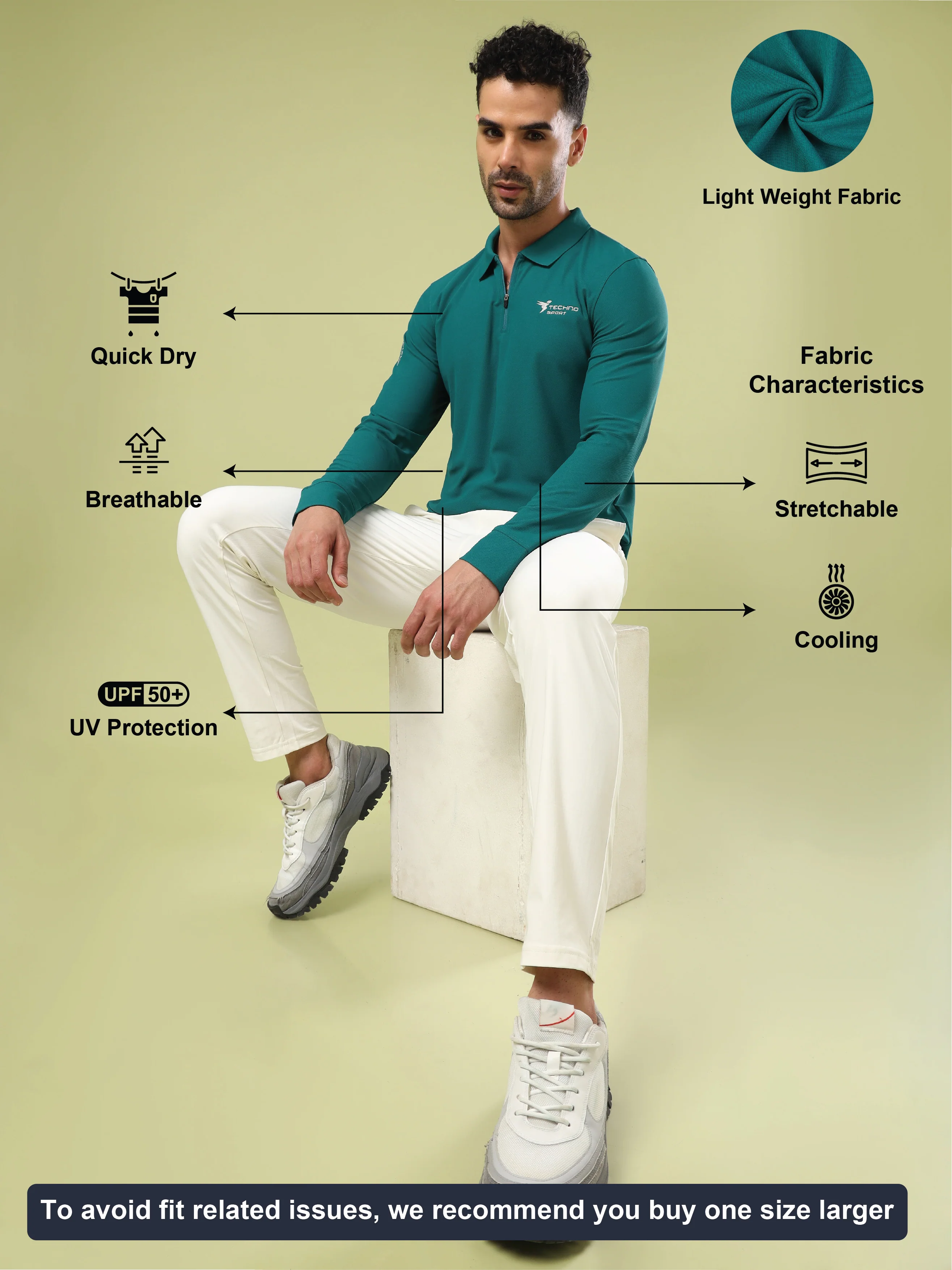 Men Solid Slim Fit Polo Sports T-shirt with MATPIQ - Image 5