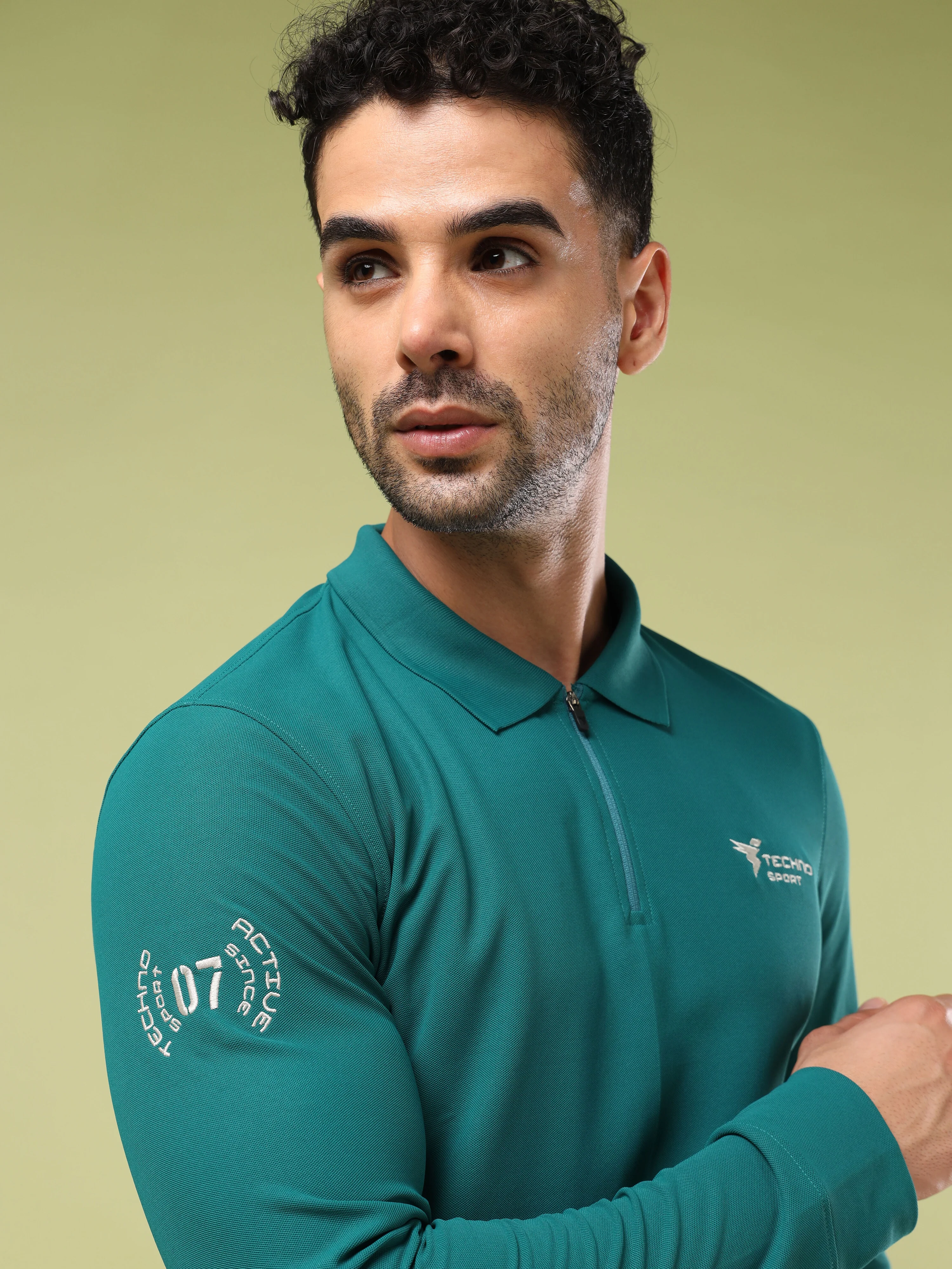 Men Solid Slim Fit Polo Sports T-shirt with MATPIQ - Image 7