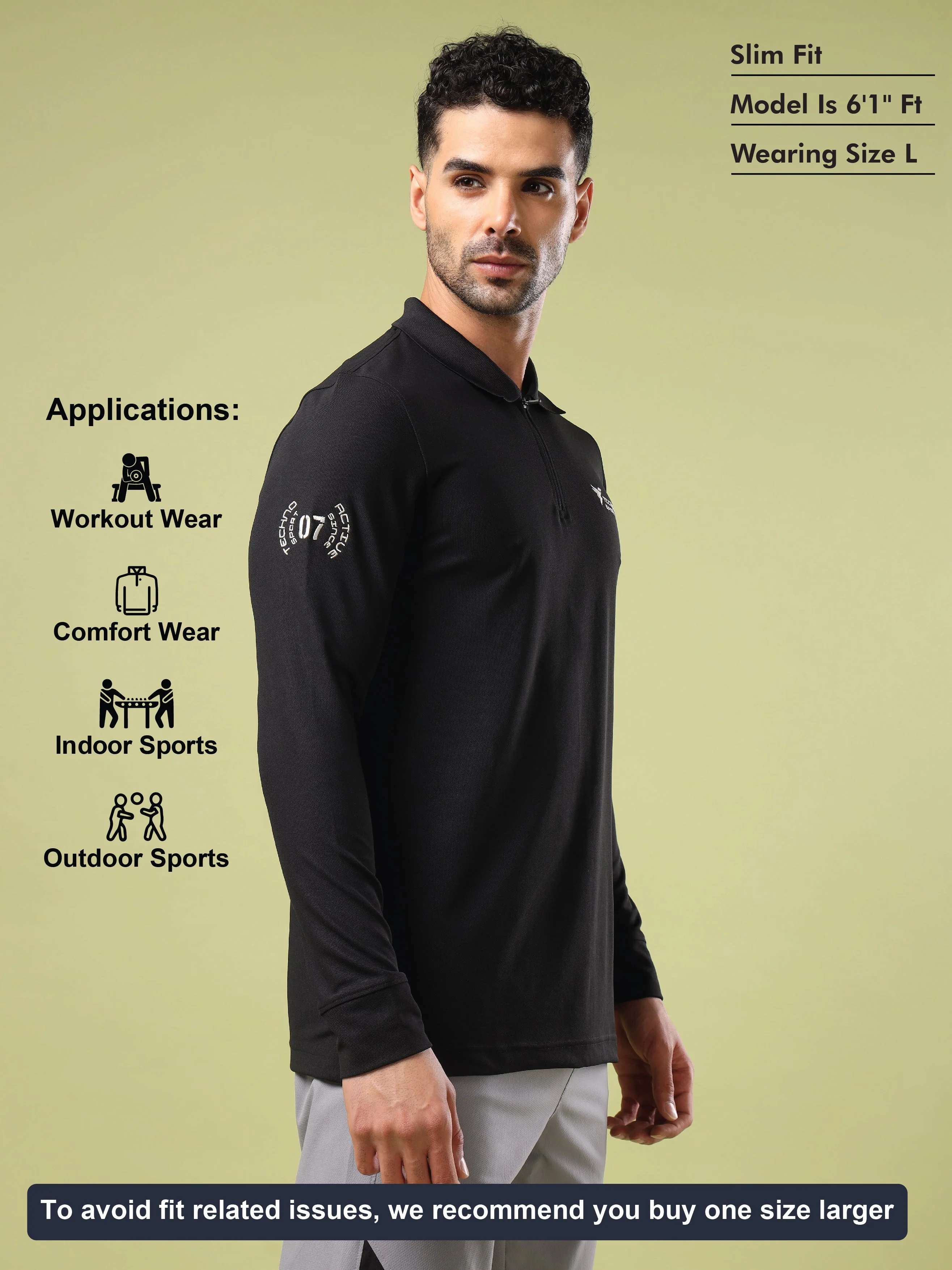 Men Solid Slim Fit Polo Sports T-shirt with MATPIQ - Image 4