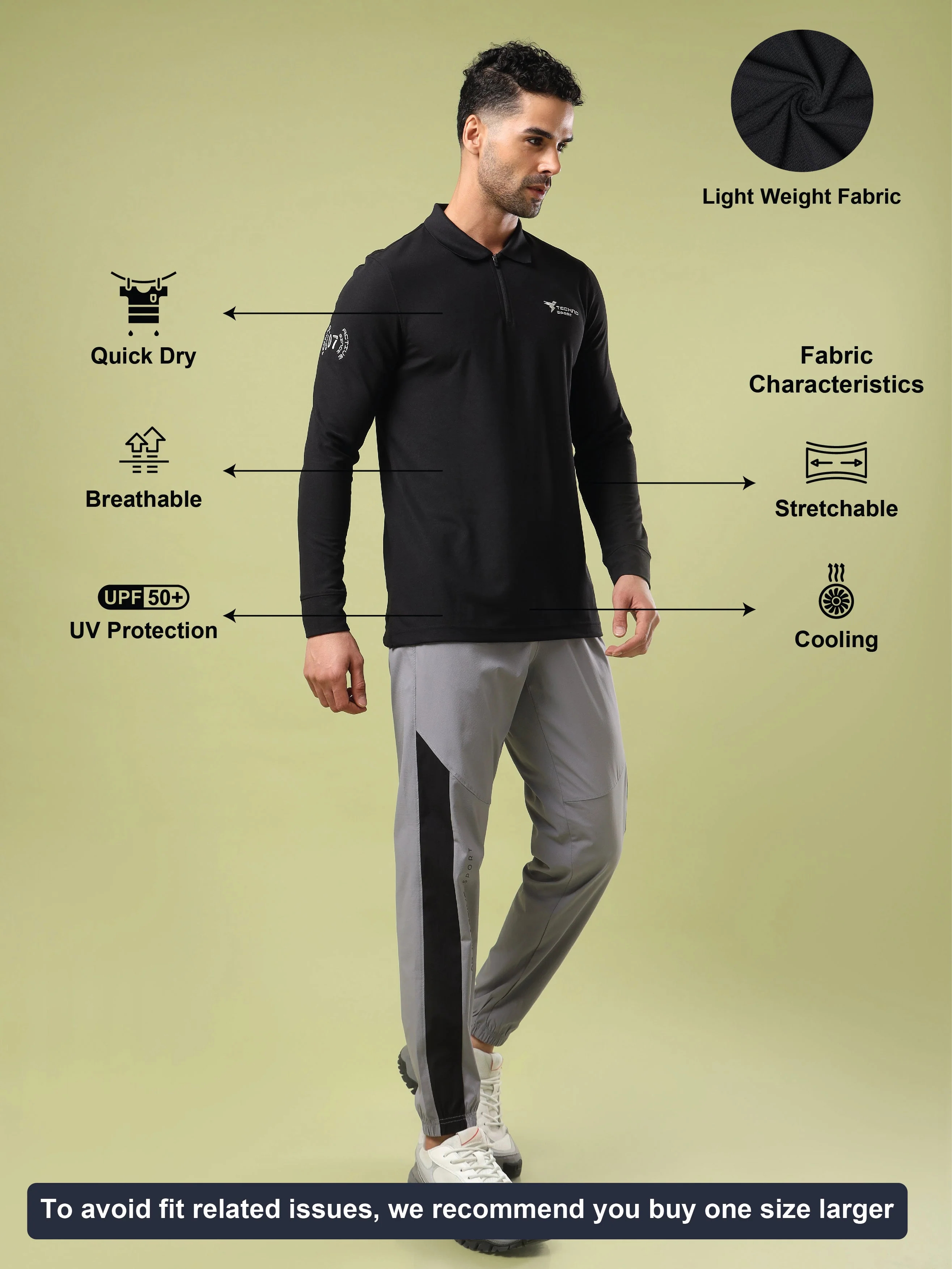 Men Solid Slim Fit Polo Sports T-shirt with MATPIQ - Image 5