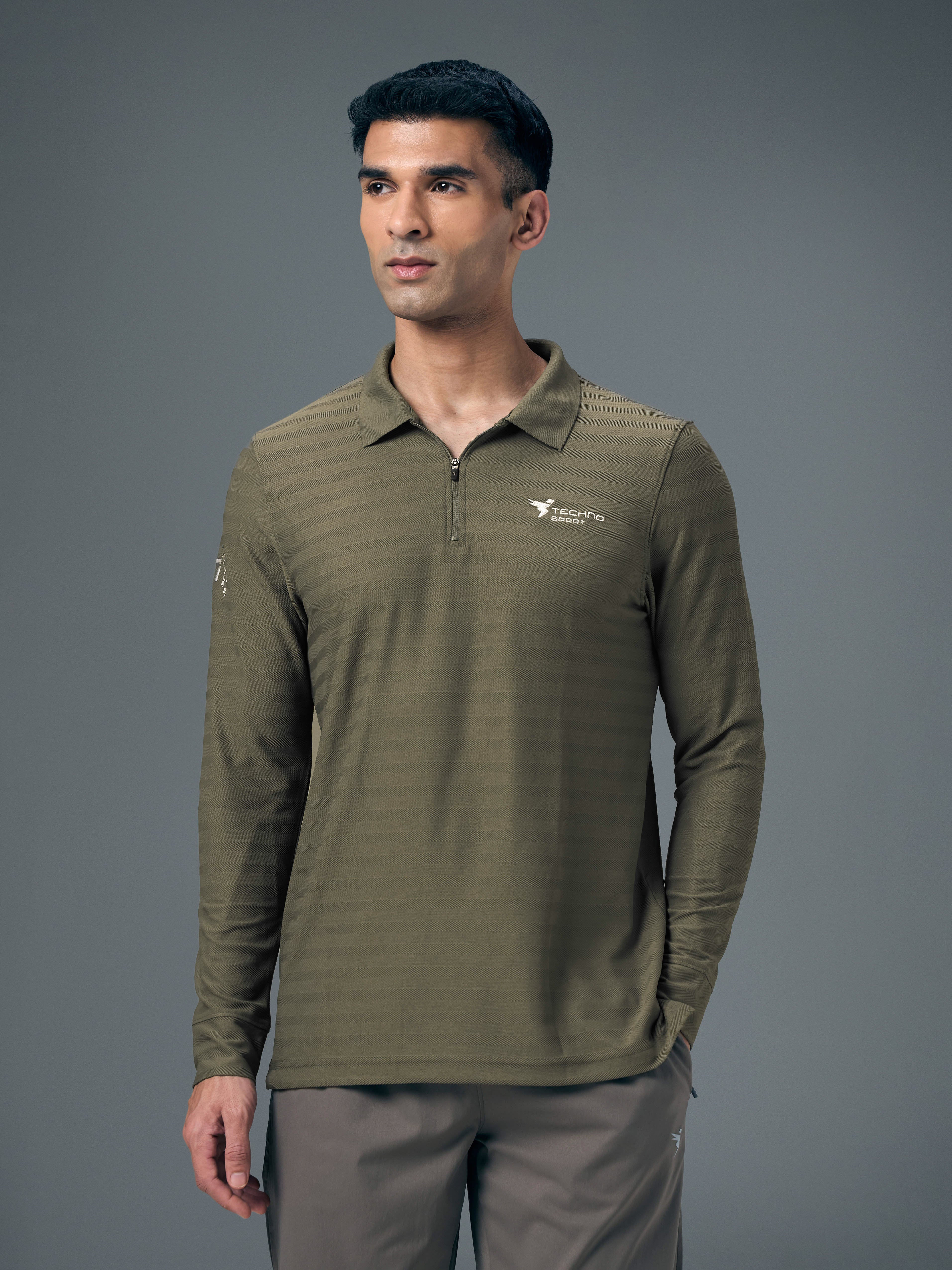 Men Solid Slim Fit Polo Sports T-shirt with MATPIQ - Image 2