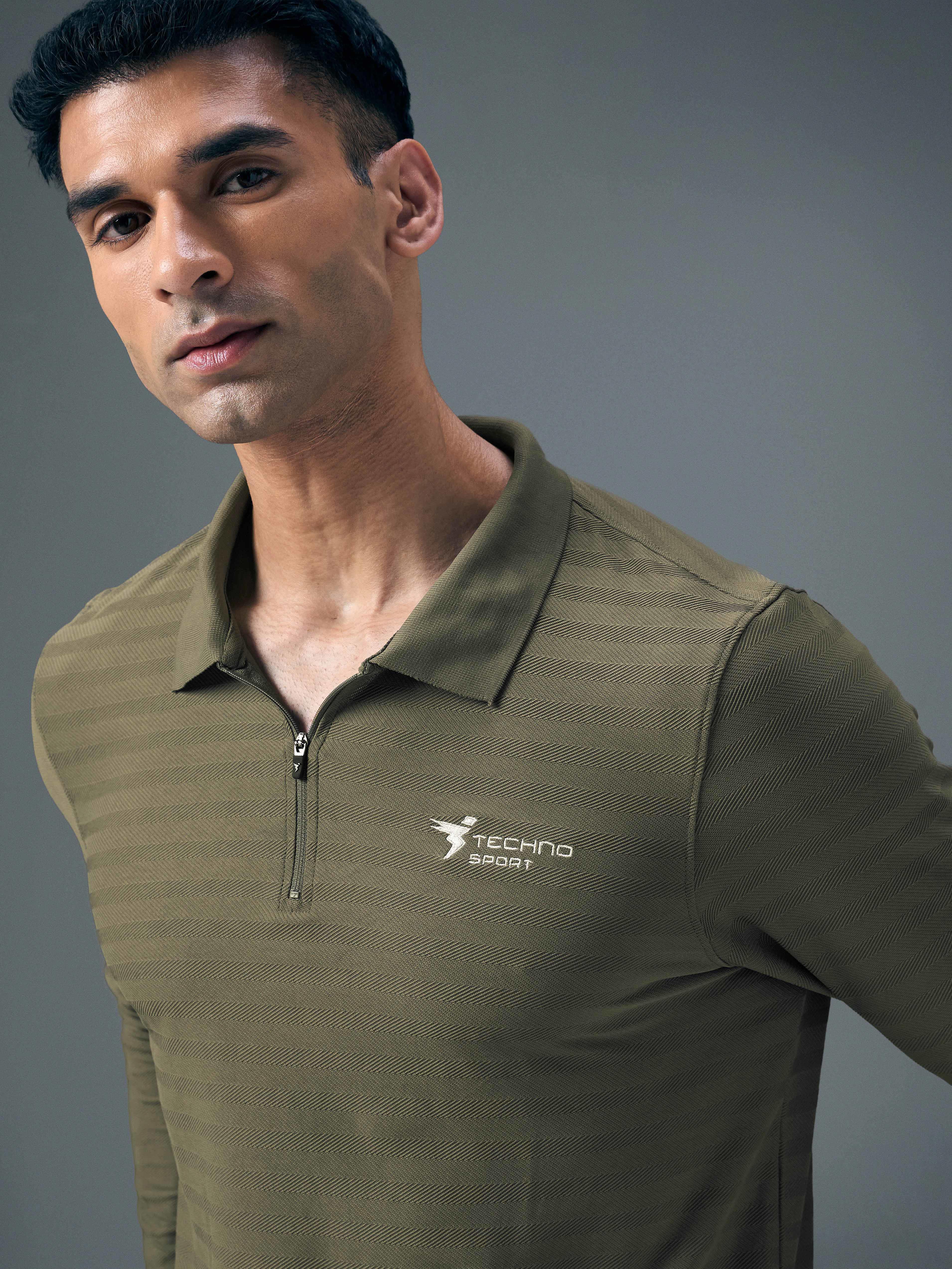 Men Solid Slim Fit Polo Sports T-shirt with MATPIQ - Image 6
