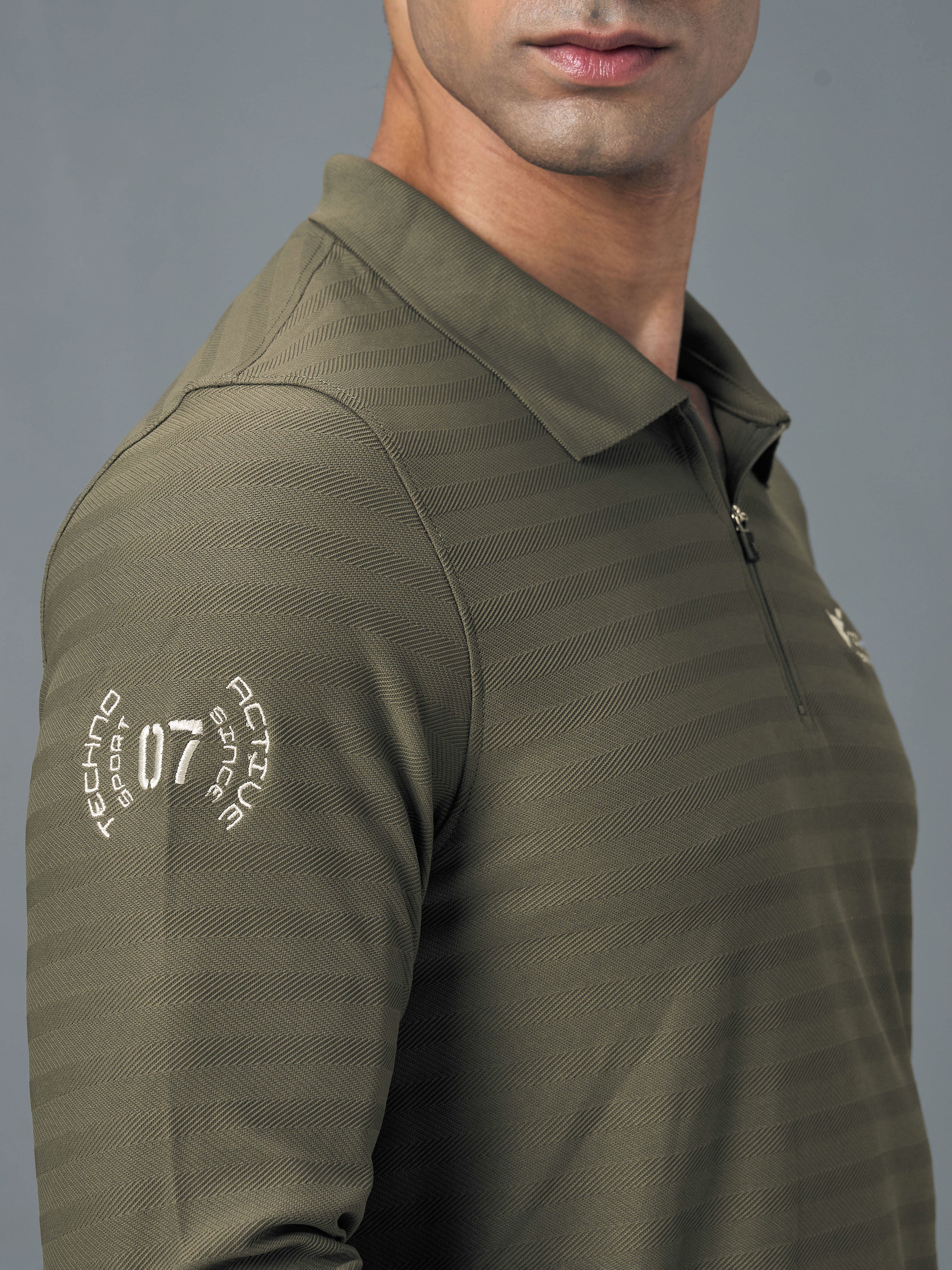 Men Solid Slim Fit Polo Sports T-shirt with MATPIQ - Image 7